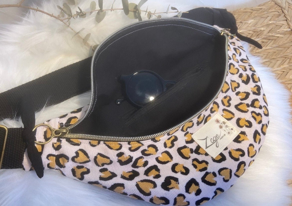 Sac Banane Femme - Velours léopard tache coeur & doublure noireSac Femme Zage Colorful Life