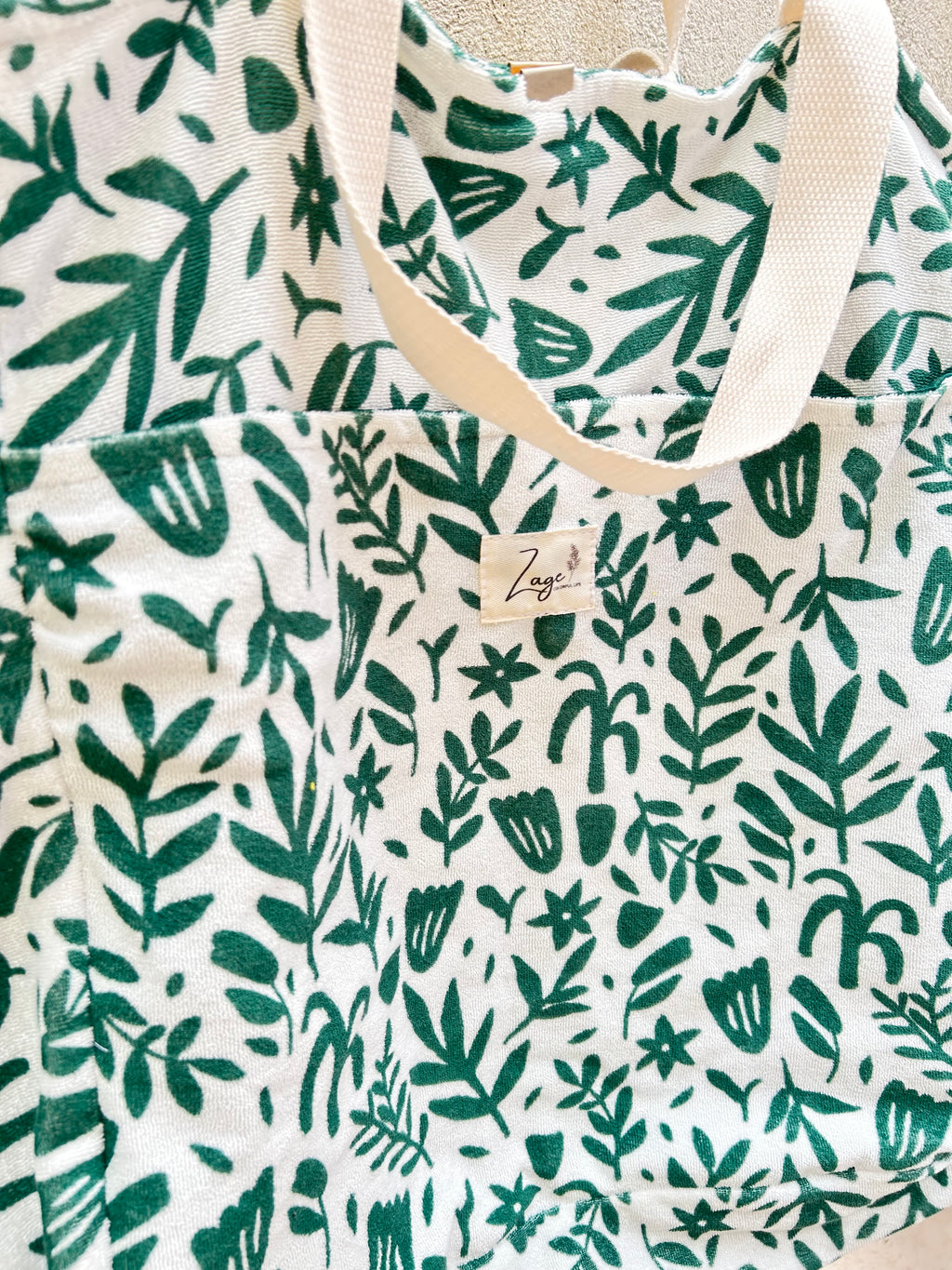 Sac Cabas de plage, Maxi cabas | Éponge graphique verte & Doublure verteSac Femme Zage Colorful Life