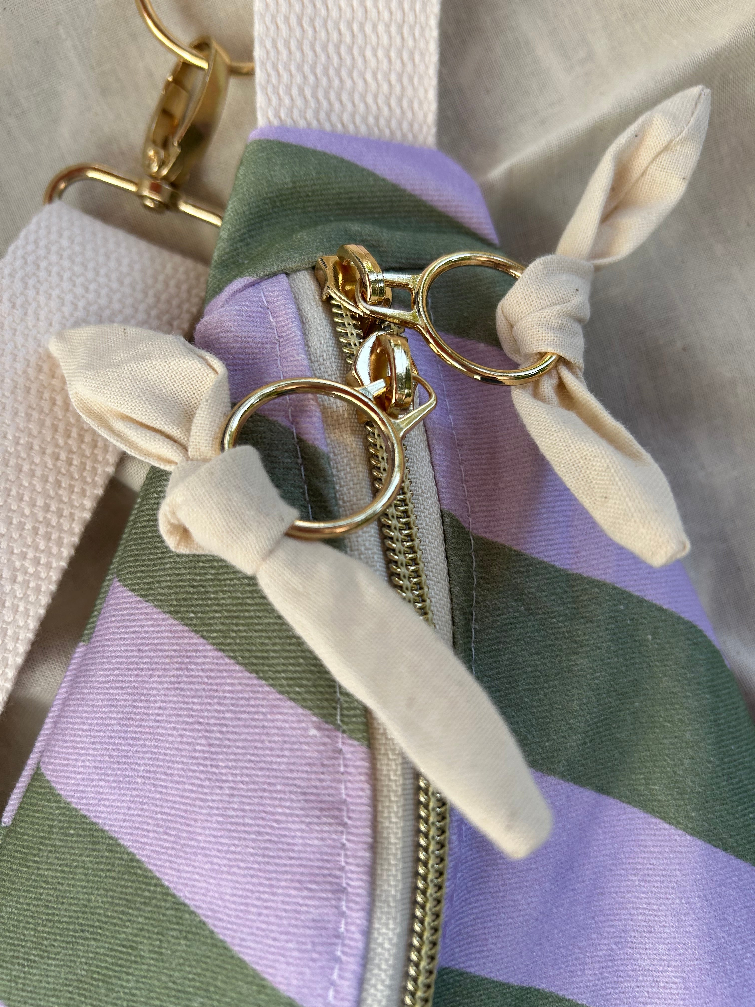 Sac banane femme Eté | Sergé de coton vert et lilas & doublure beigeSac Femme Zage Colorful Life