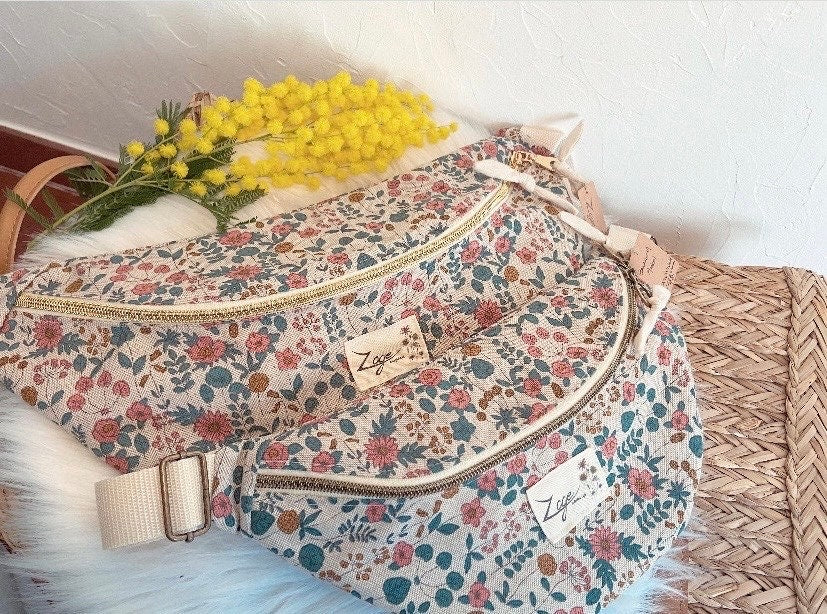 Sac banane Femme |Toile fleuri liberty & doublure beigeSac Femme Zage Colorful Life