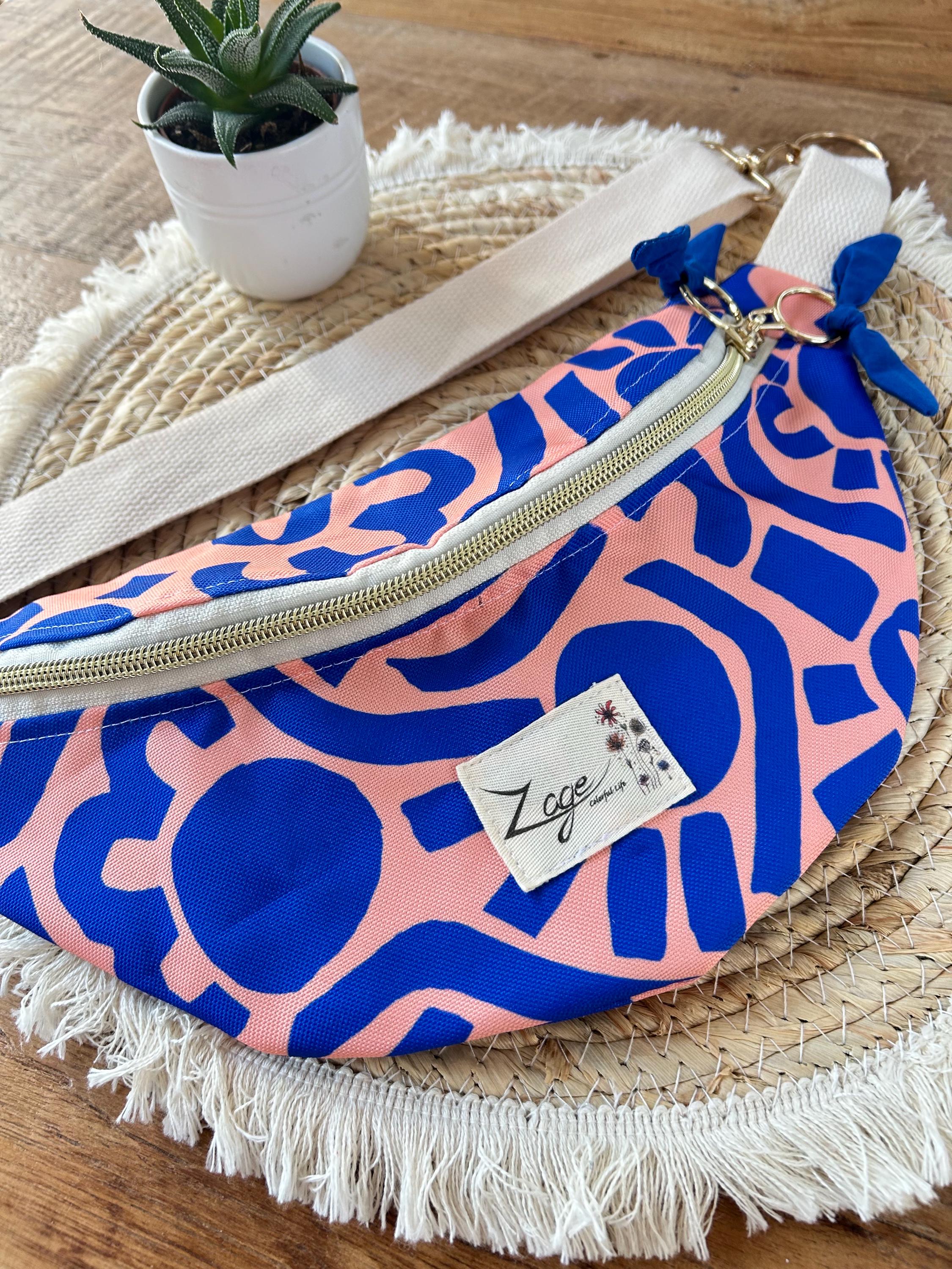 Sac banane Imperméable femme | Toile Graphique bleu et rose & doublure bleueSac Femme Zage Colorful Life