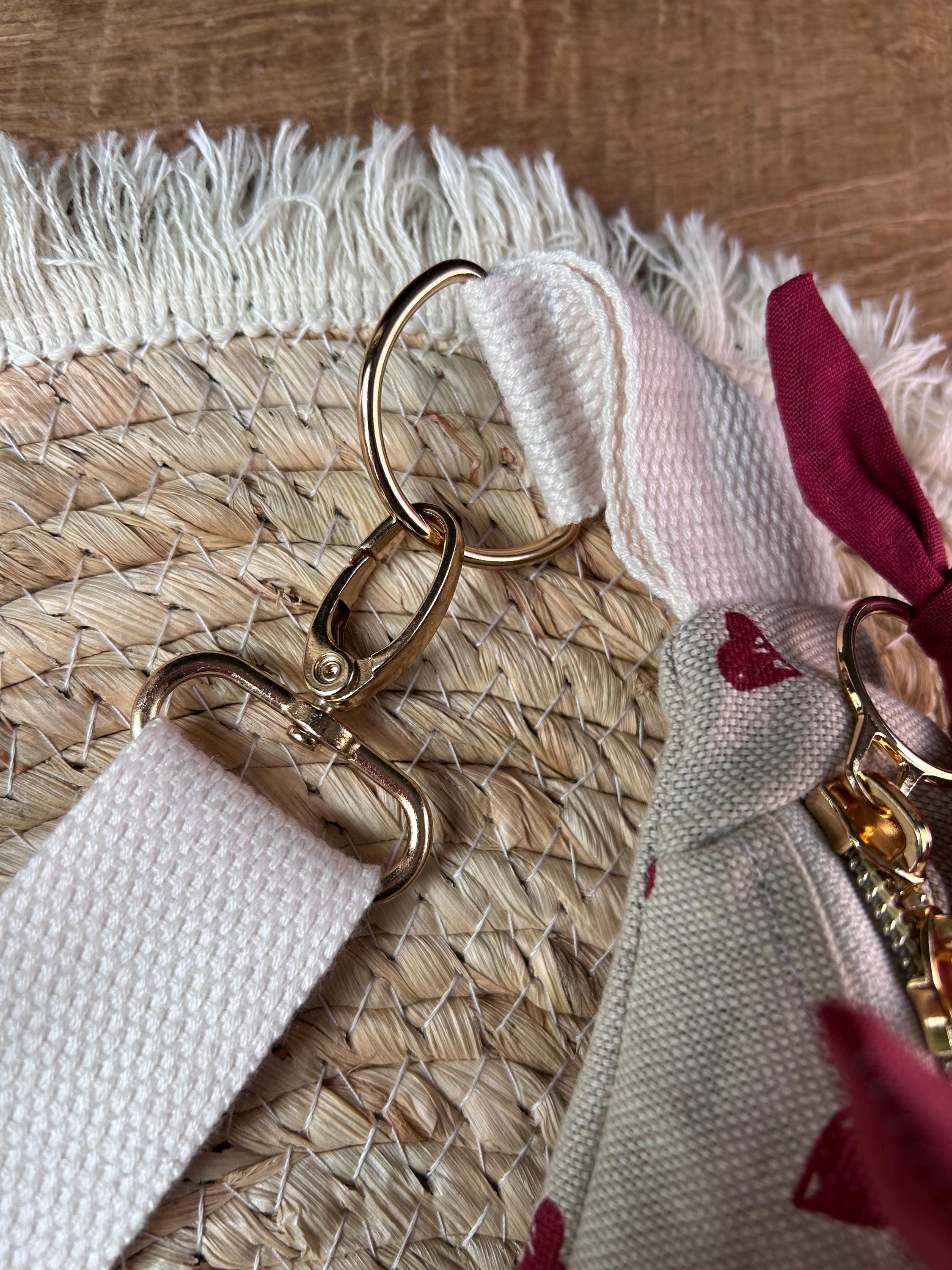 Sac banane femme  | Toile beige cœurs rouges & doublure rougeSac Femme Zage Colorful Life