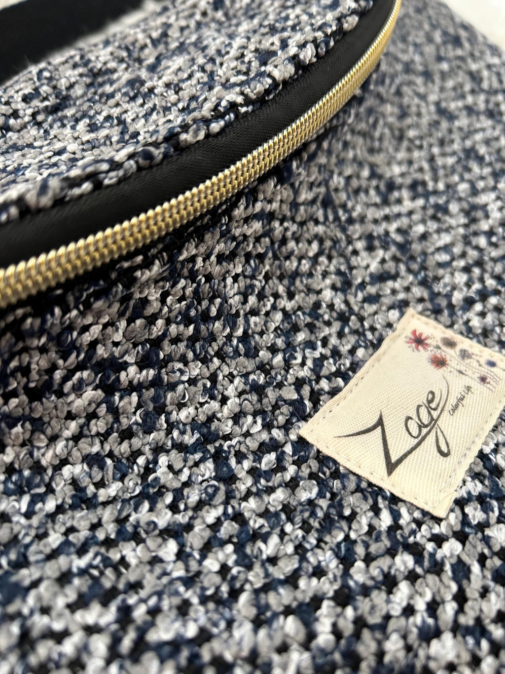 Sac banane Femme | Jacquard Chiné bleu, noir & doublure noireSac Femme Zage Colorful Life