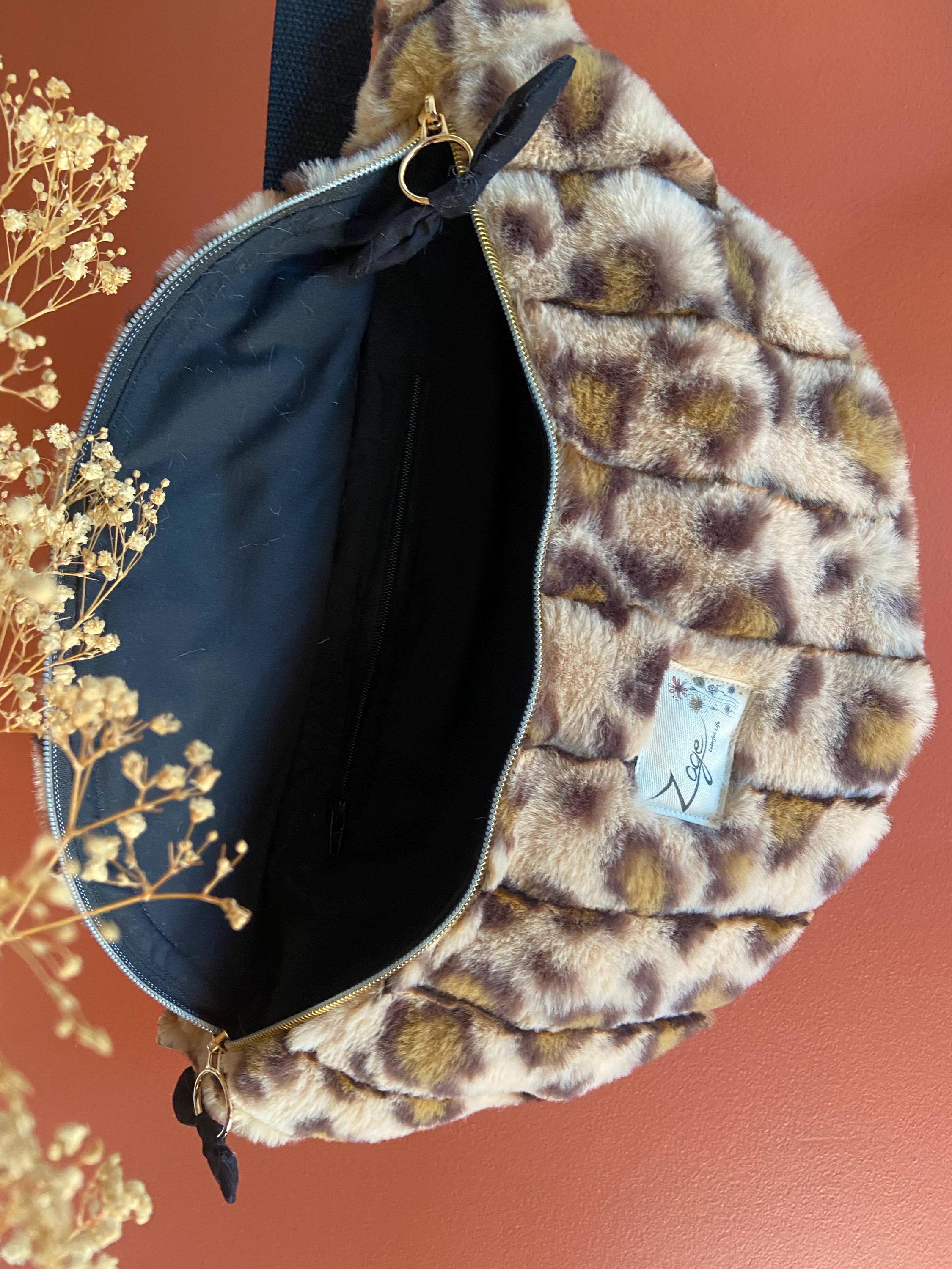 Sac banane femme hiver | Fausse fourrure léopard matelassé marron & doublure noireSac Femme Zage Colorful Life