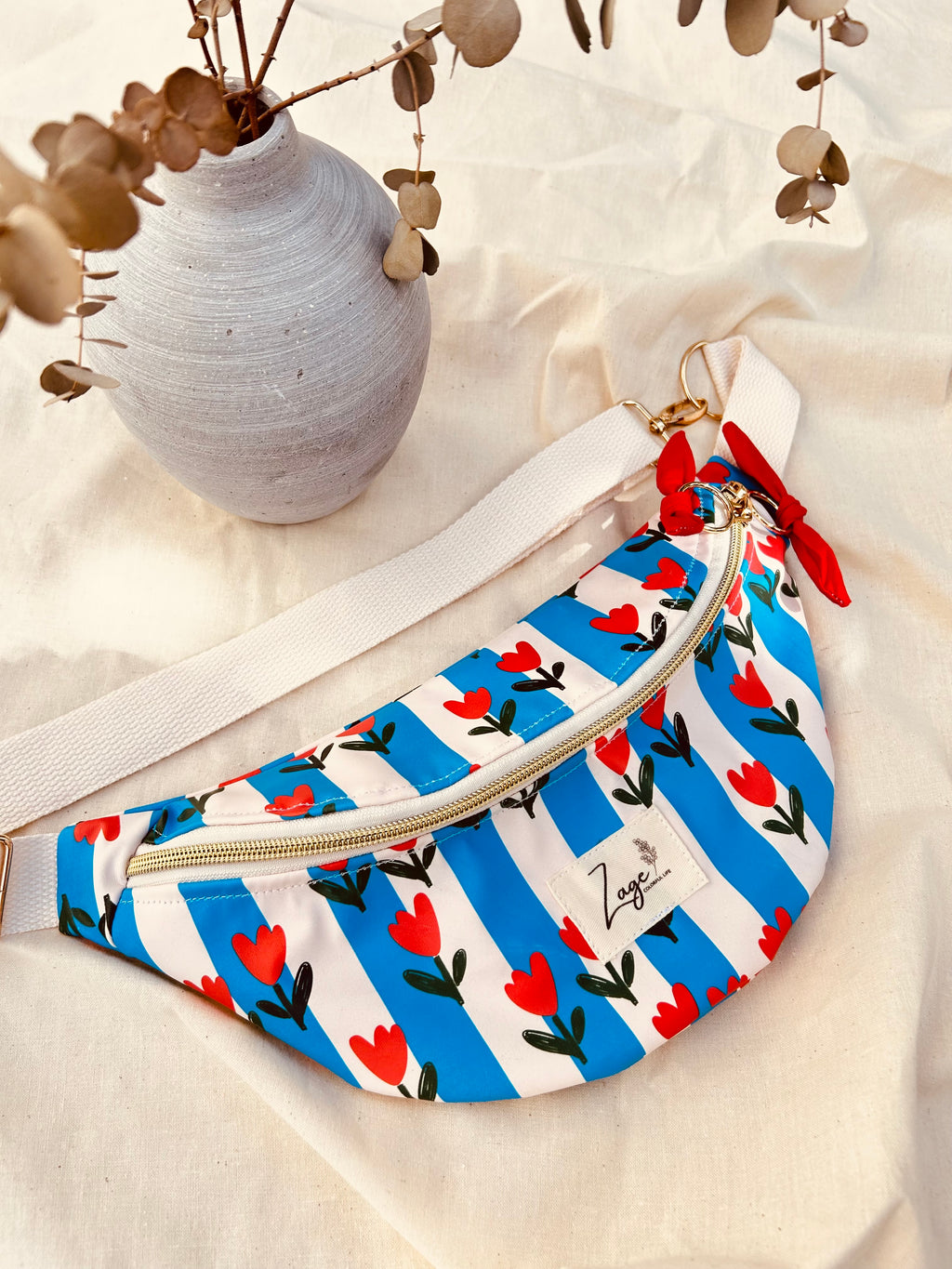 Sac banane ciré femme | rayures et motifs tulipes & rougeSac Femme Zage Colorful Life