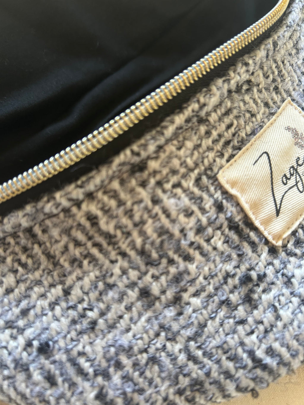 Sac banane femme hiver | Laine mélangée gris noir blanc & doublure noireSac Femme Zage Colorful Life
