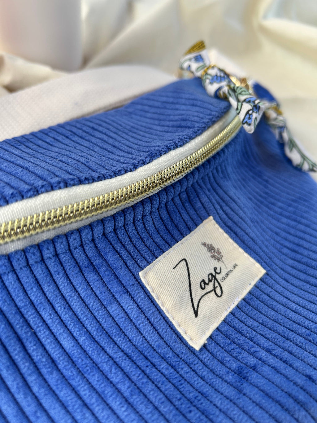 Sac banane femme hiver | Velours côtelé bleu roi & doublure indy fleuriSac Femme Zage Colorful Life