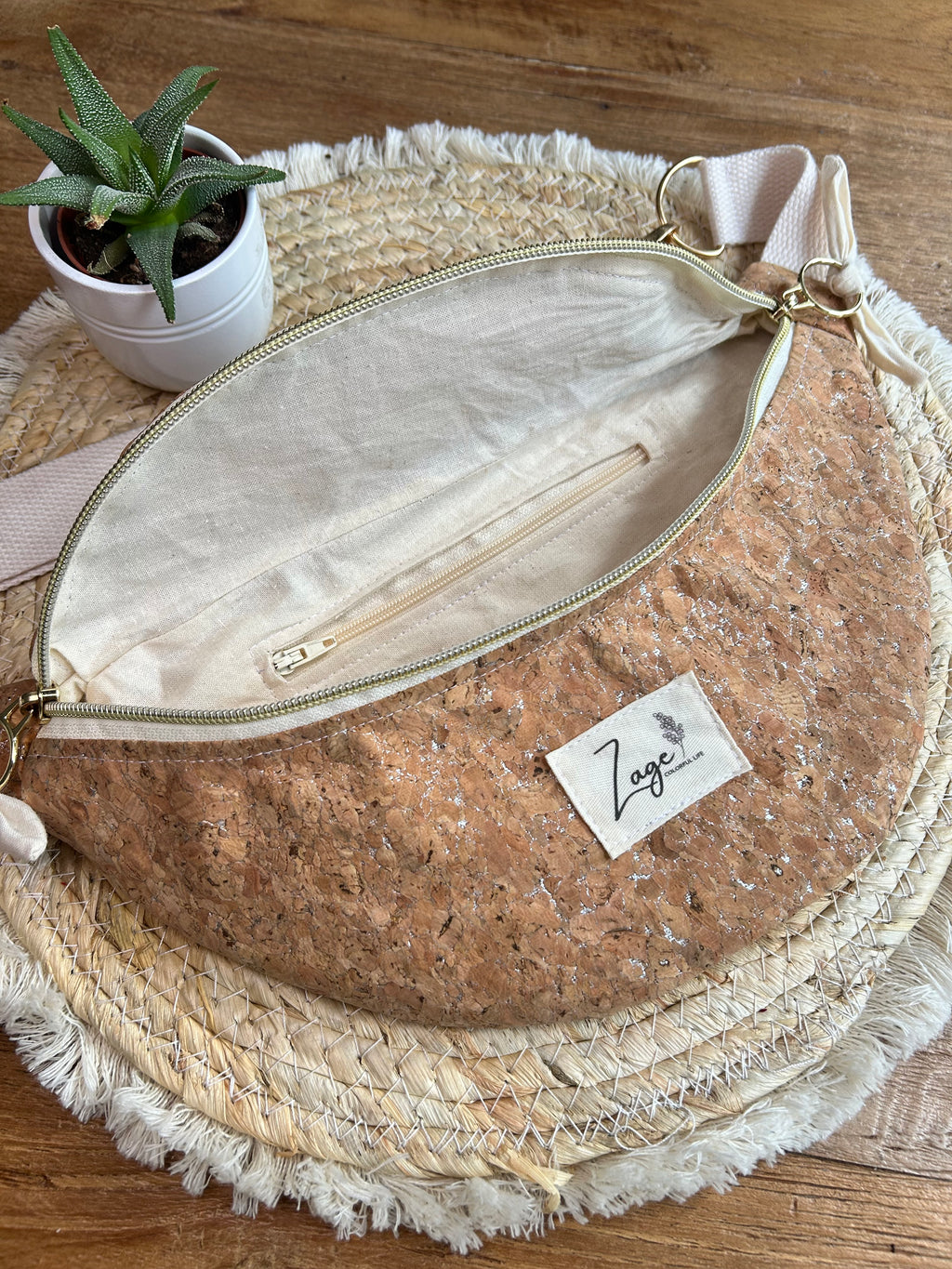 Sac banane femme | Tissu effet liège  & doublure beigeSac Femme Zage Colorful Life