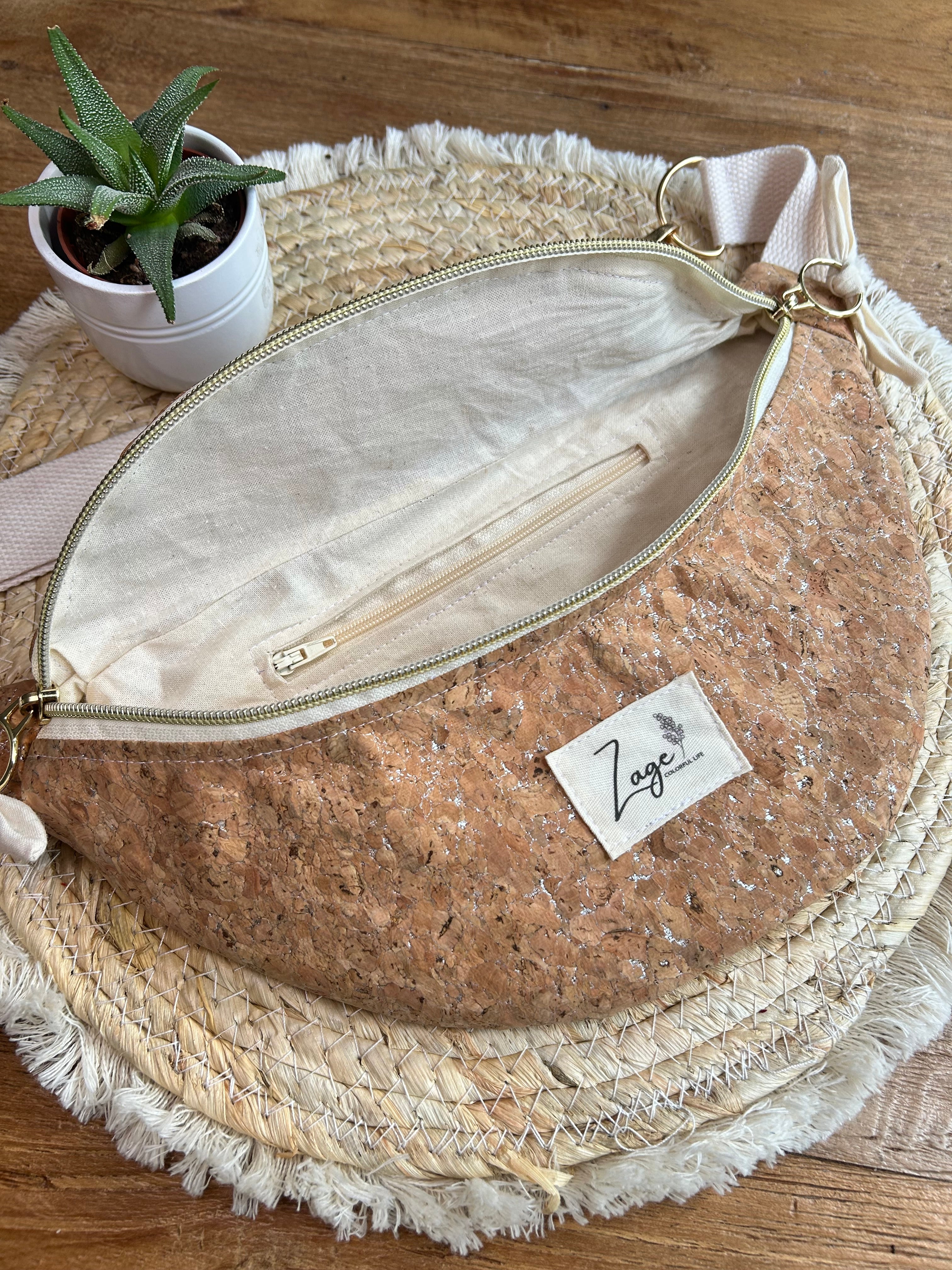 Sac banane femme | Tissu effet liège  & doublure beigeSac Femme Zage Colorful Life