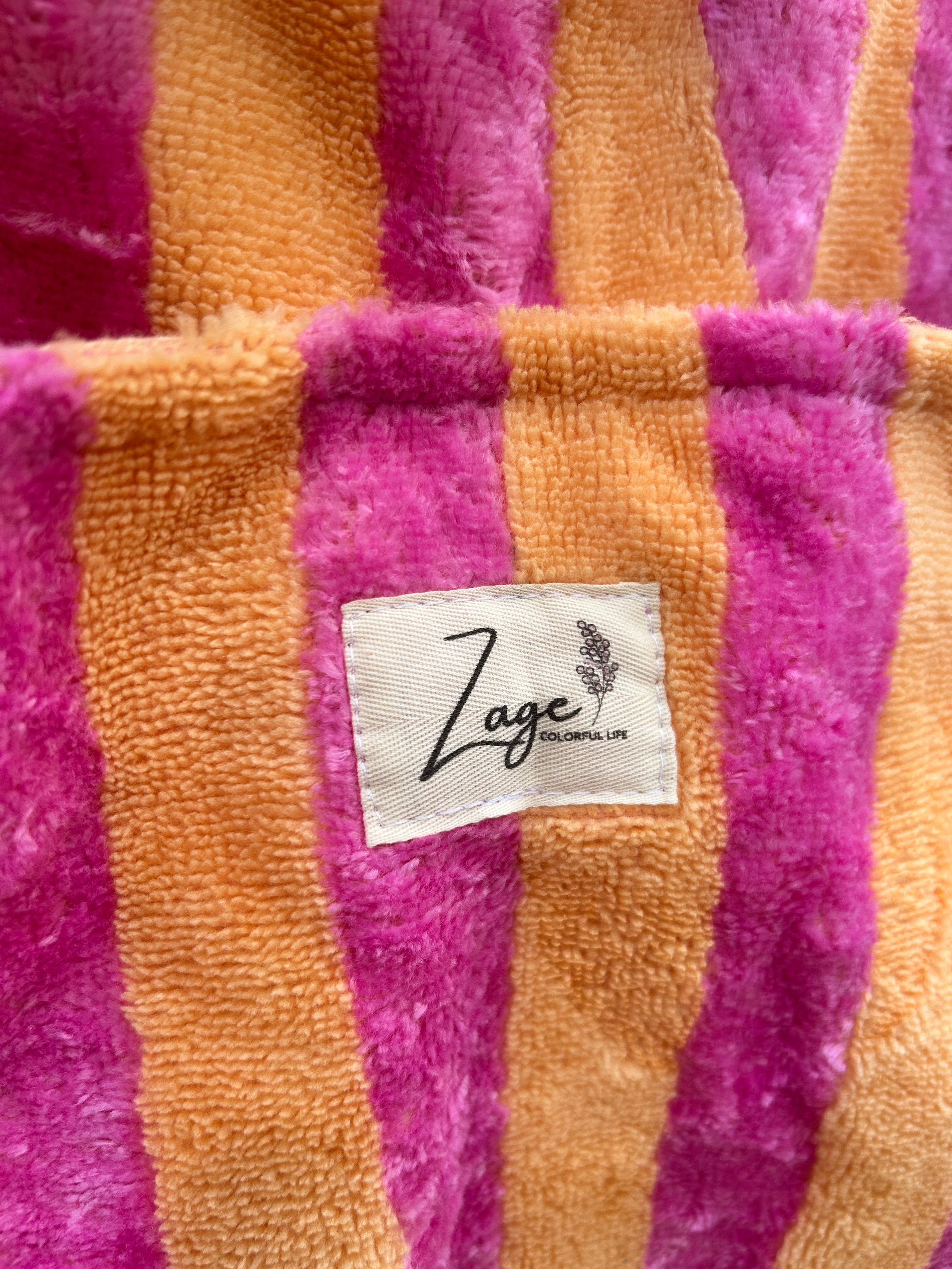 Sac Cabas de plage, Maxi cabas | Éponge rayée rose et orange & Doublure orangeSac Femme Zage Colorful Life