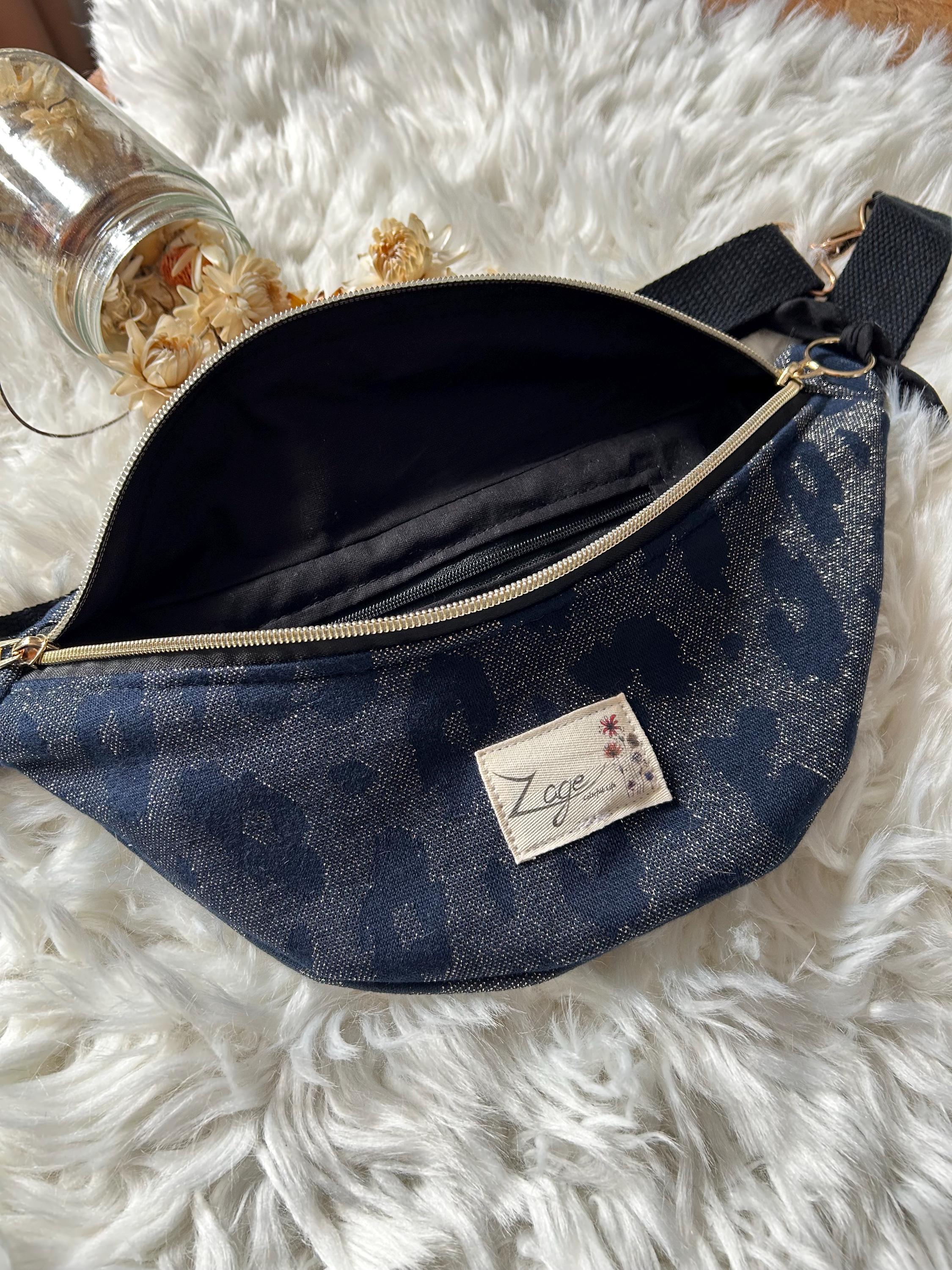Sac banane femme fête | Jacquard léopard paillettes marine et argentée & doublure noireSac Femme Zage Colorful Life