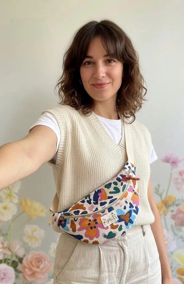 Sac Banane Femme | Toile de coton fleurie multicolore & doublure TerracottaSac Femme Zage Colorful Life