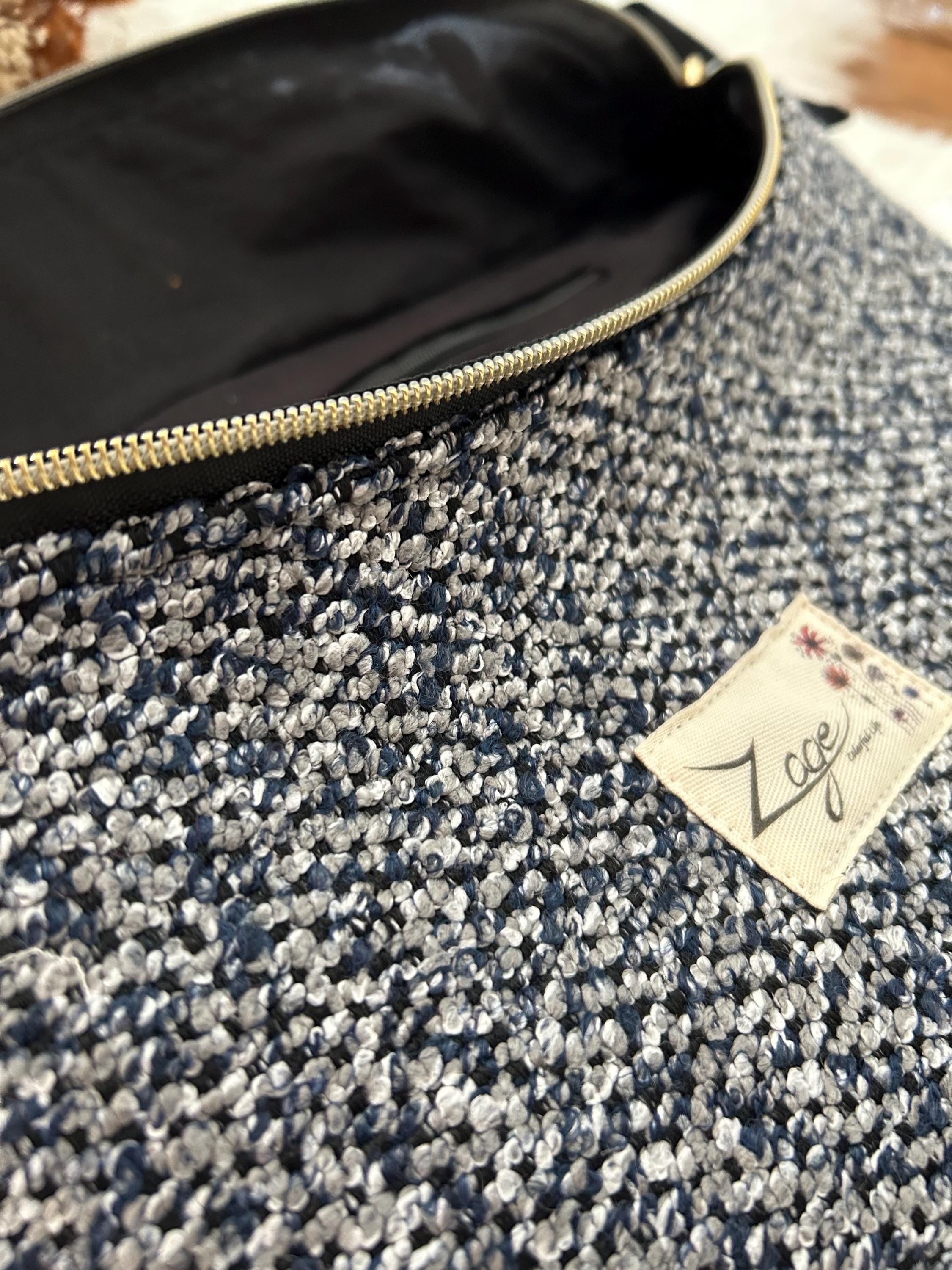 Sac banane Femme | Jacquard Chiné bleu, noir & doublure noireSac Femme Zage Colorful Life