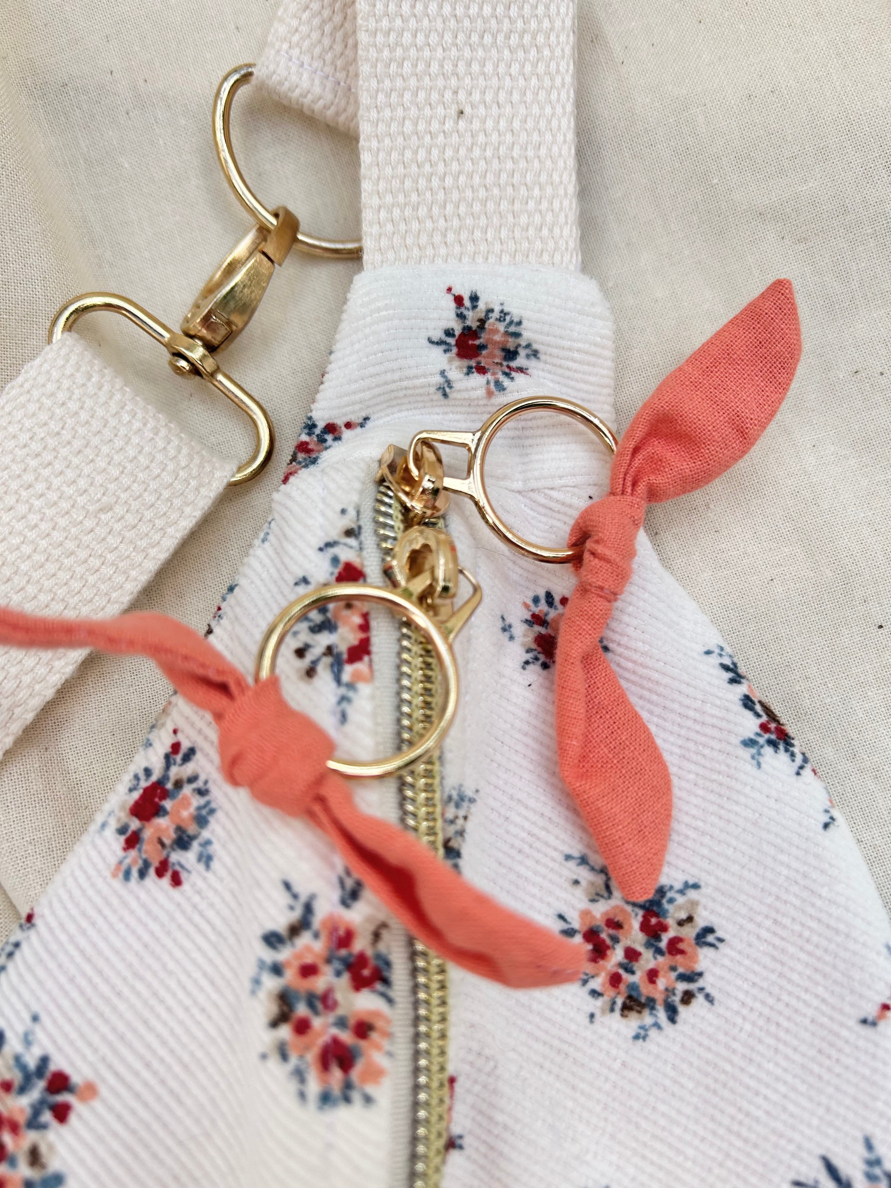 Sac banane femme Hiver | Velours côtelé blanc et fleuri & doublure roseSac Femme Zage Colorful Life