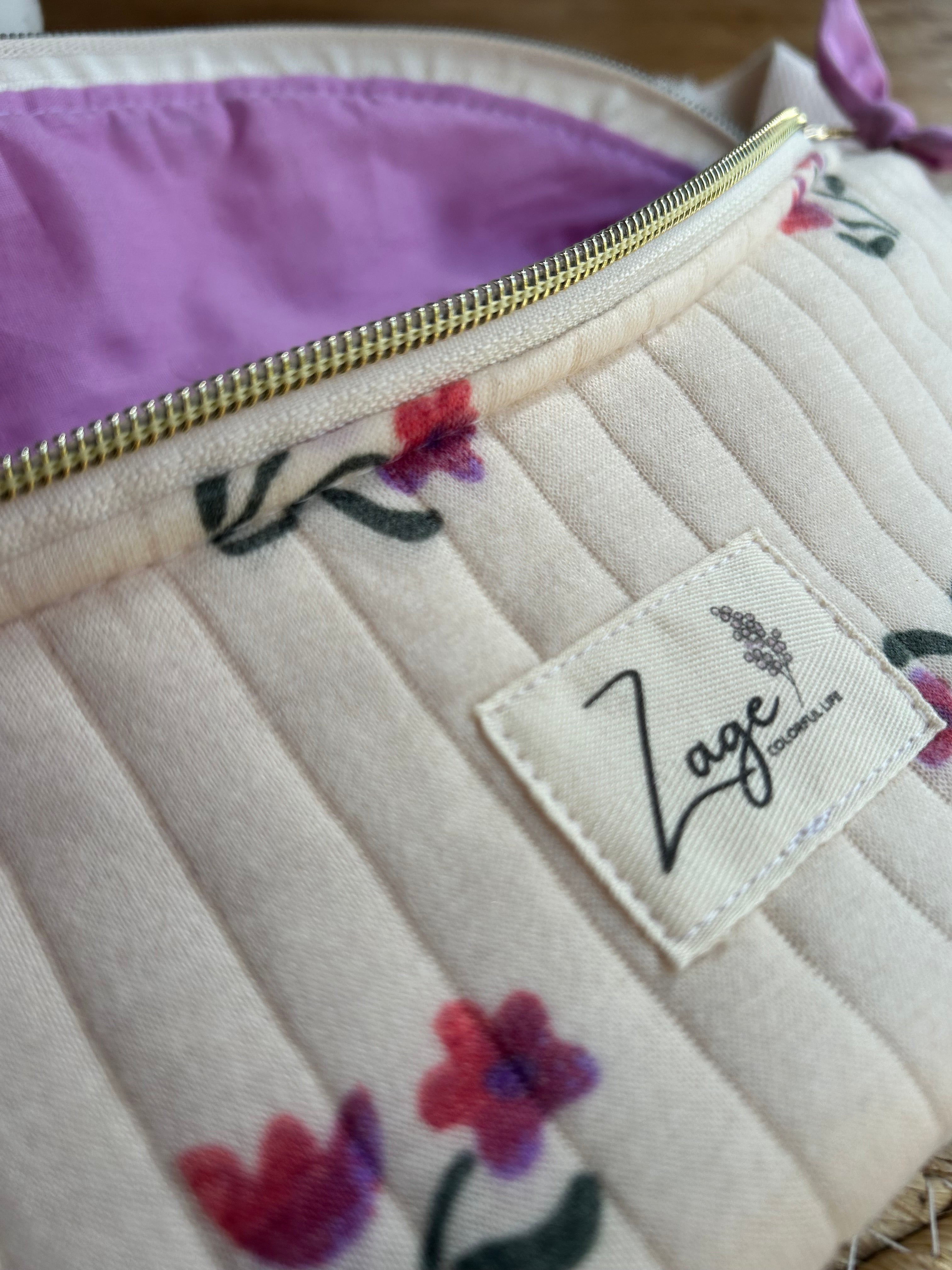 Sac banane femme Matelassé | Tissu jersey matelassé beige écru & doublure LilaSac Femme Zage Colorful Life