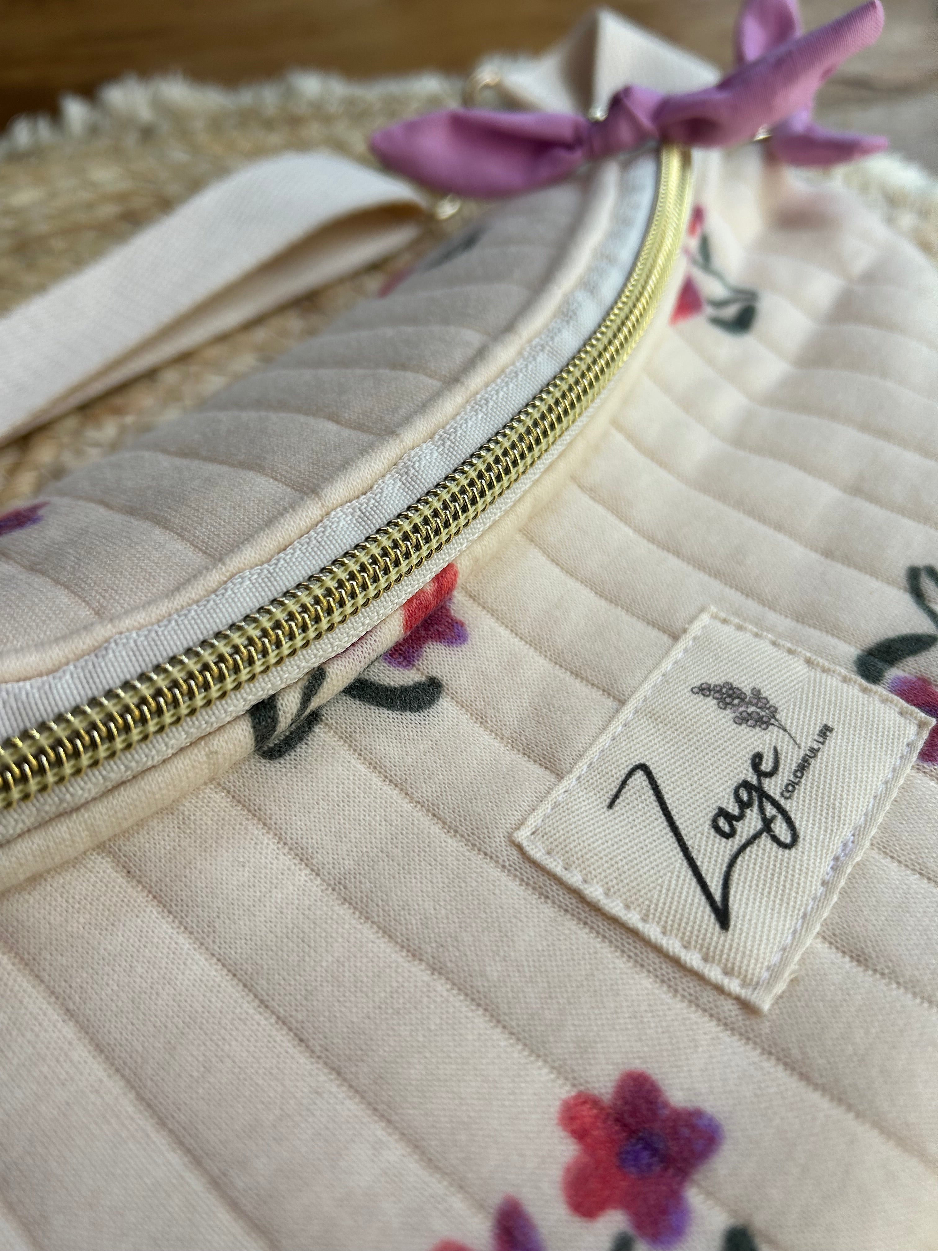 Sac banane femme Matelassé | Tissu jersey matelassé beige écru & doublure LilaSac Femme Zage Colorful Life