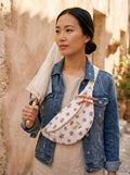 Sac banane femme Hiver | Velours côtelé blanc et fleuri & doublure roseSac Femme Zage Colorful Life