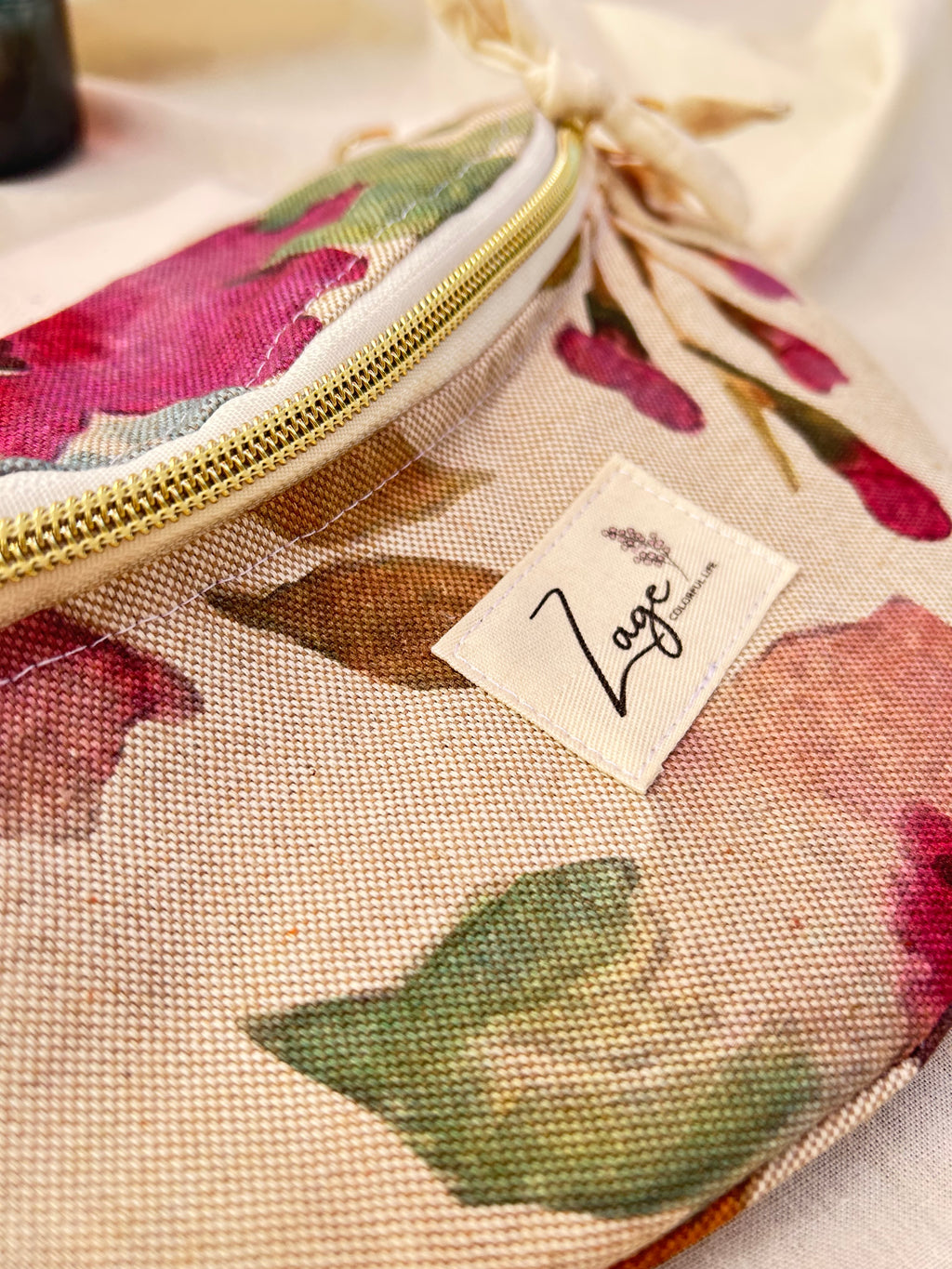 Sac banane femme Eté | Toile de coton fleurie colorée & doublure beige (Copie)Sac Femme Zage Colorful Life