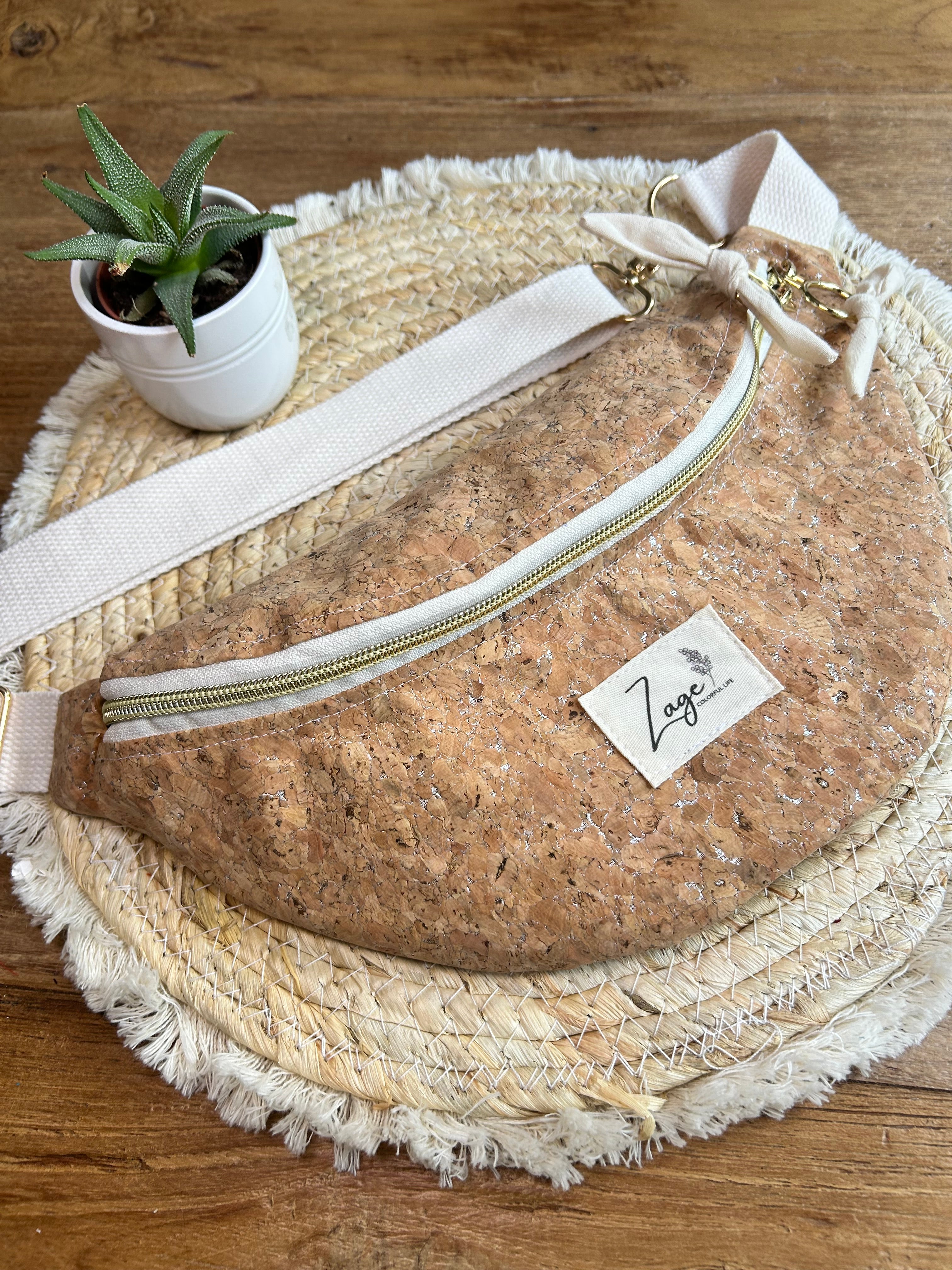 Sac banane femme | Tissu effet liège  & doublure beigeSac Femme Zage Colorful Life