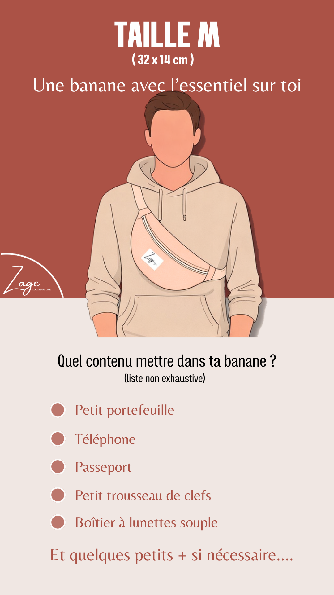 Sac banane Homme | Jeans brut  & doublure carreaux bleu et orangeSac Femme Zage Colorful Life