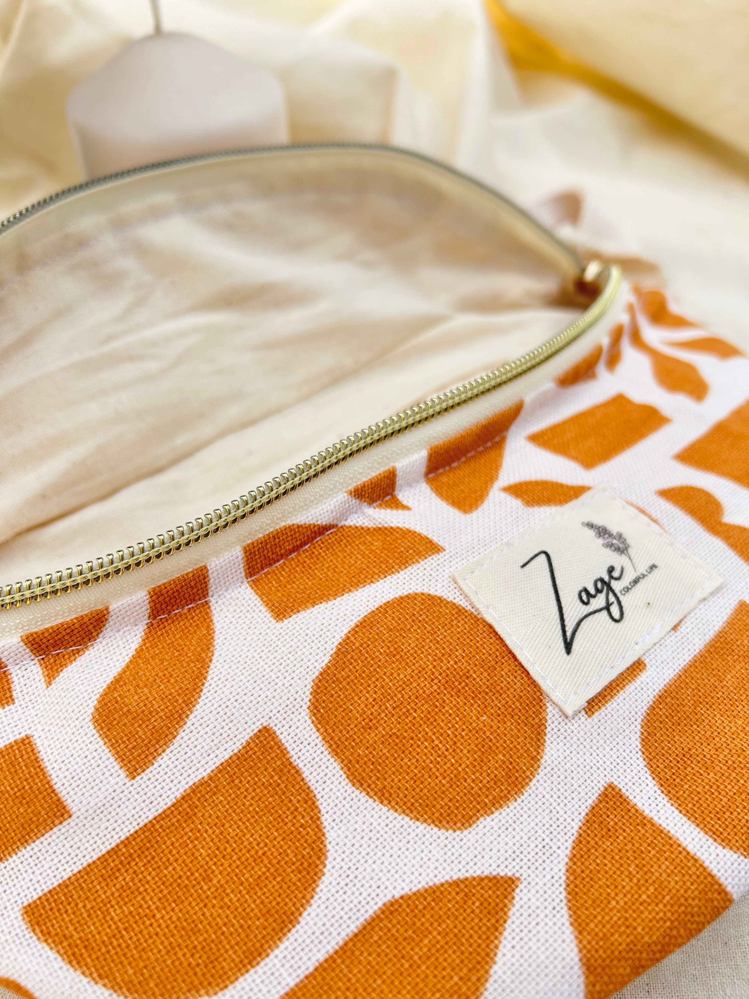 Sac Banane Femme Eté - Toile de coton graphique orange & doublure beigeSac Femme Zage Colorful Life