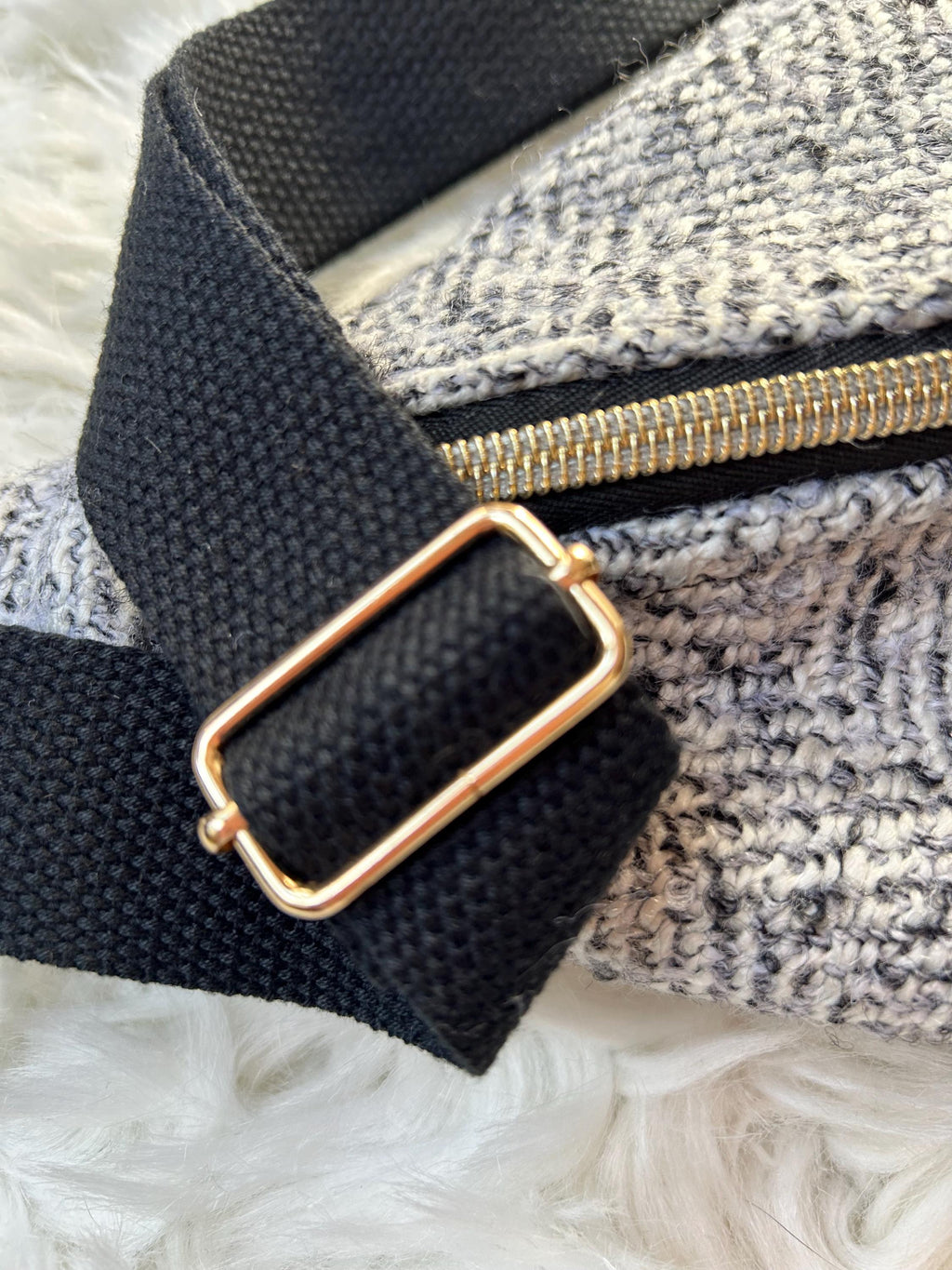 Sac banane femme hiver | Laine mélangée gris noir blanc & doublure noireSac Femme Zage Colorful Life