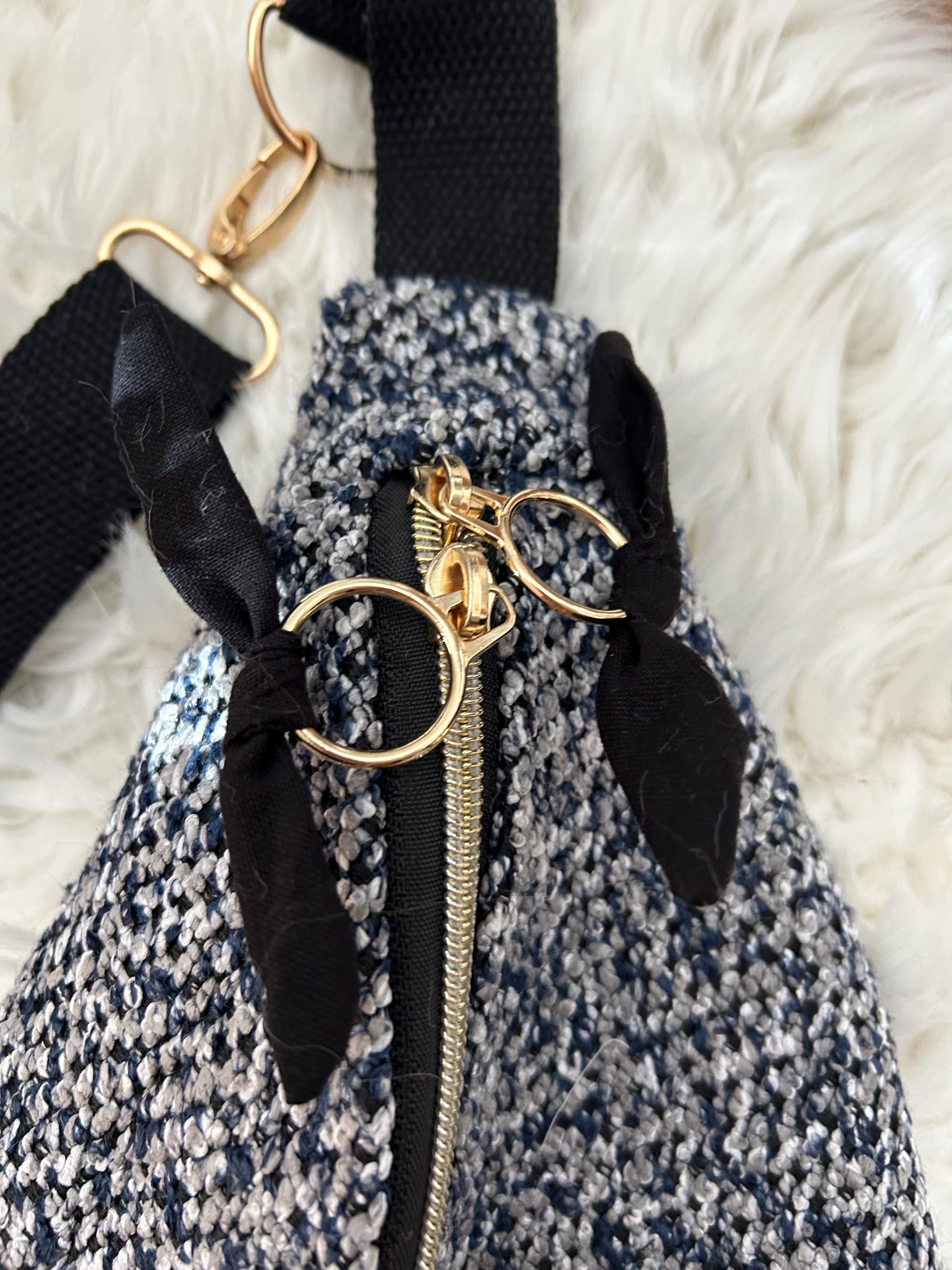 Sac banane Femme | Jacquard Chiné bleu, noir & doublure noireSac Femme Zage Colorful Life