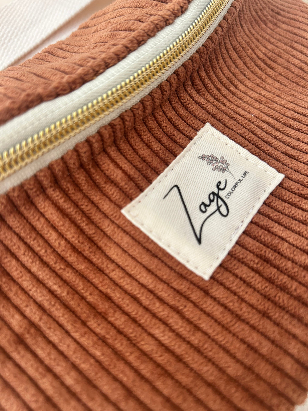 Sac banane femme hiver | Velours côtelé marron & doublure léopard caféSac Femme Zage Colorful Life