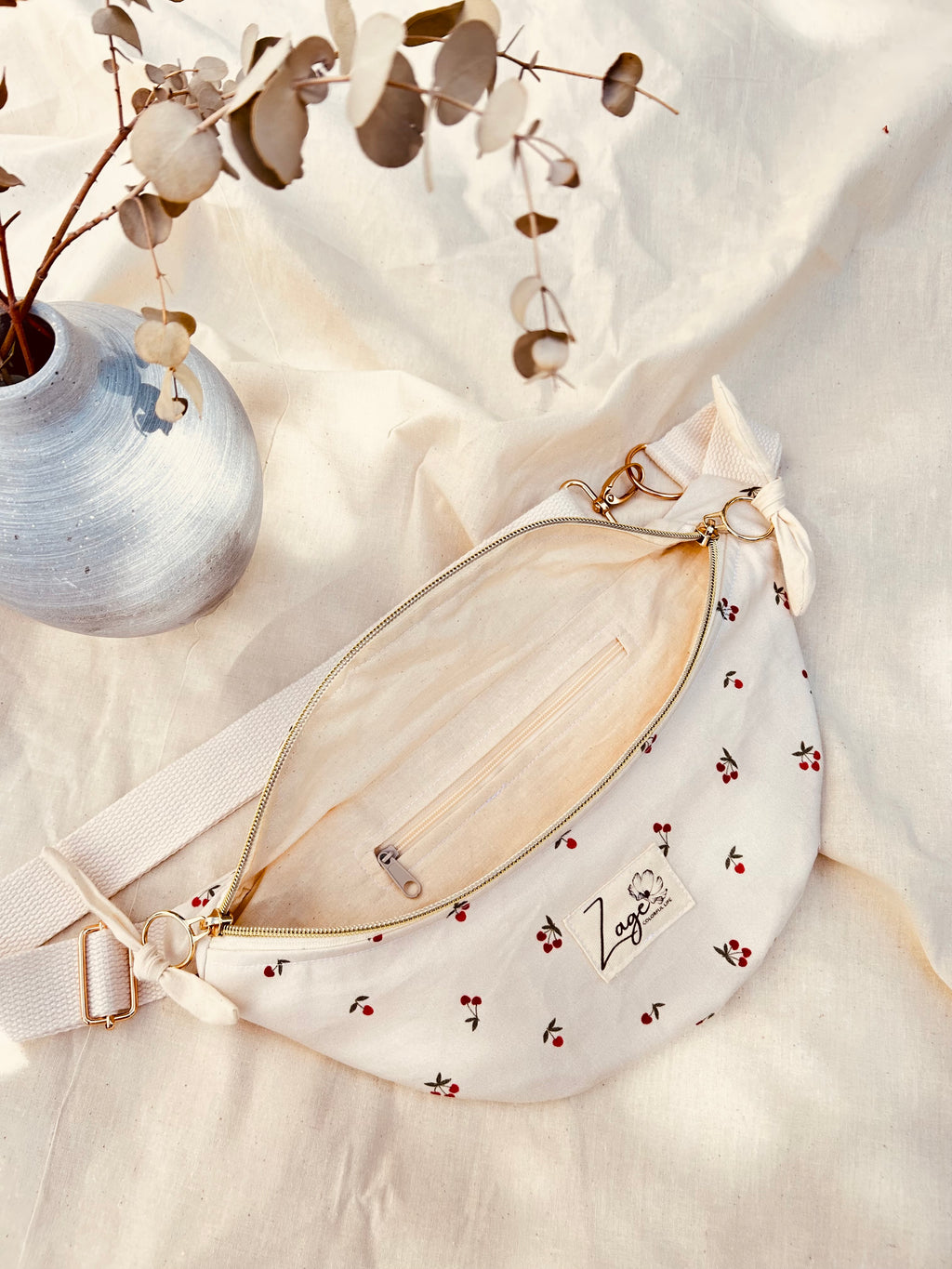 Sac Banane Femme -  gabardine cerise & doublure beigeSac Femme Zage Colorful Life
