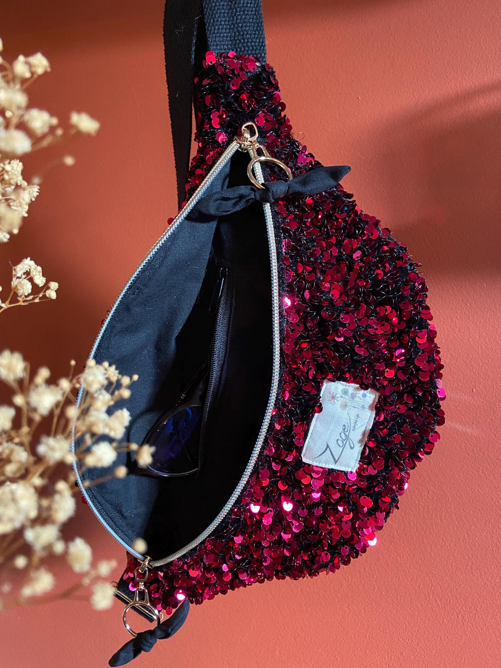Sac banane fête femme | Sequins rose & doublure noireSac Femme Zage Colorful Life