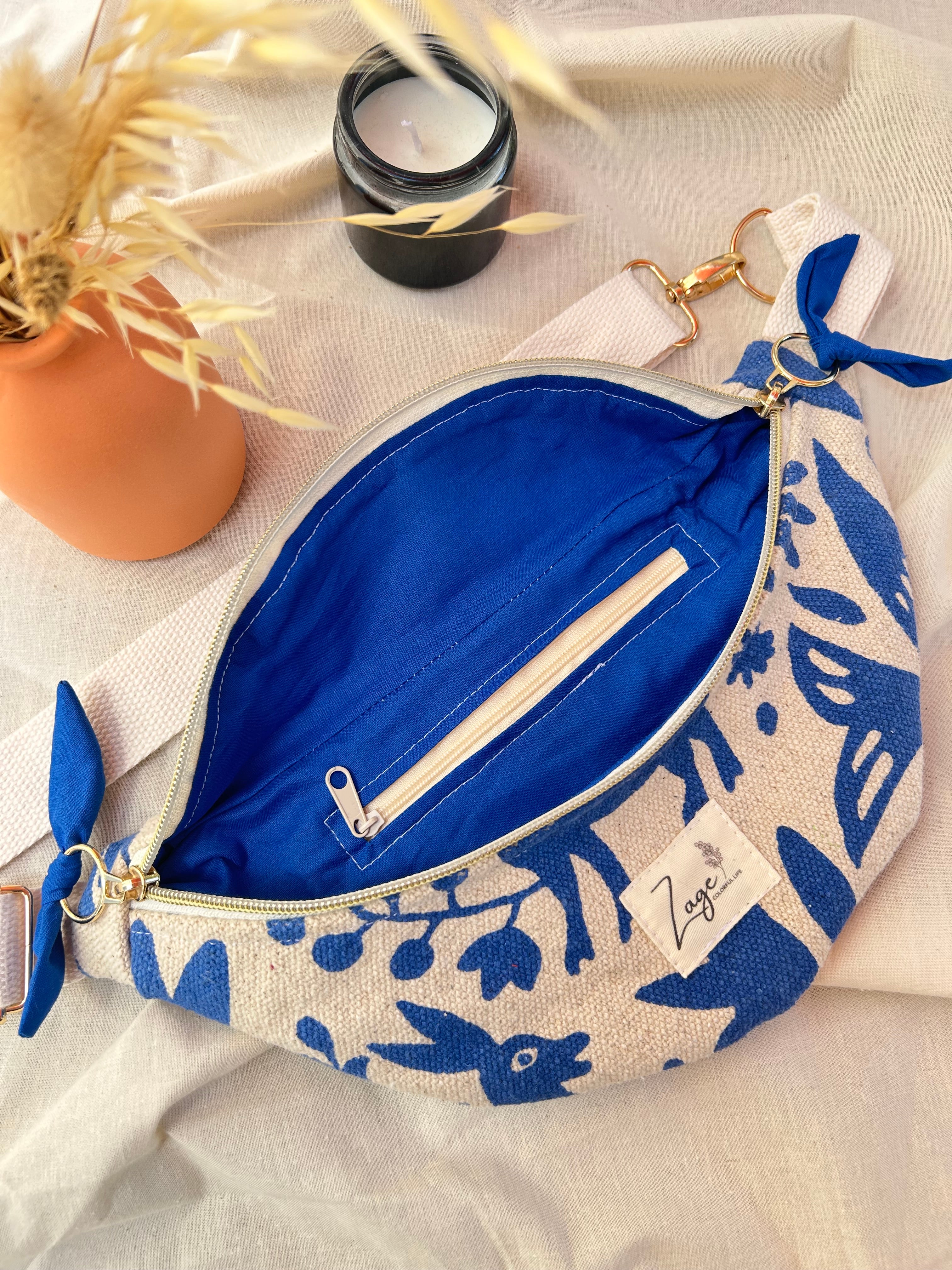 Sac banane femme Eté | Toile de coton fleurie colorée & doublure beige (Copie)Sac Femme Zage Colorful Life
