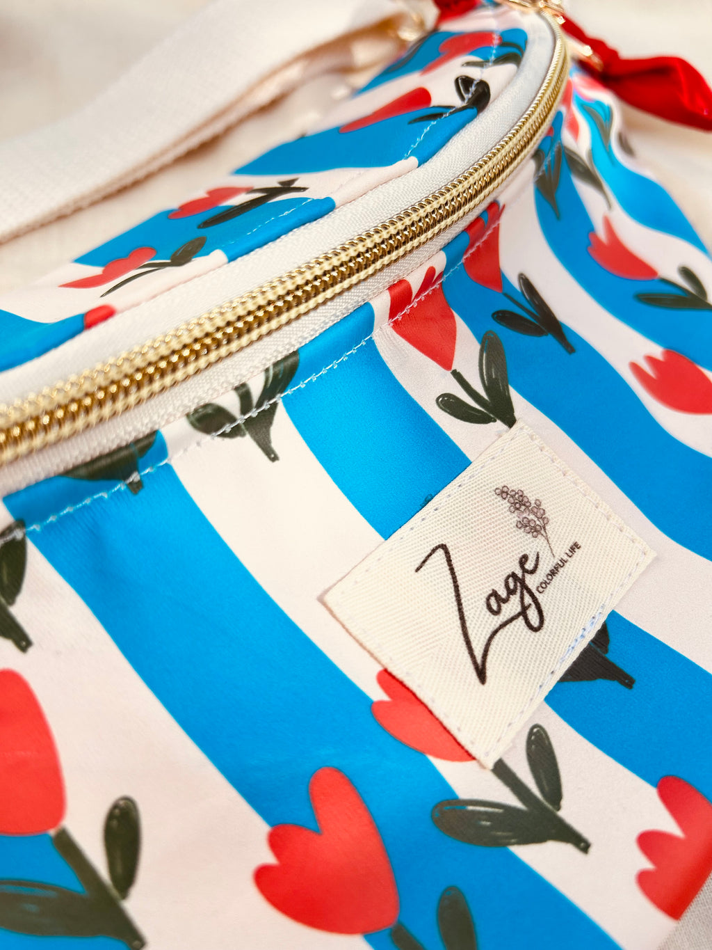 Sac banane ciré femme | rayures et motifs tulipes & rougeSac Femme Zage Colorful Life
