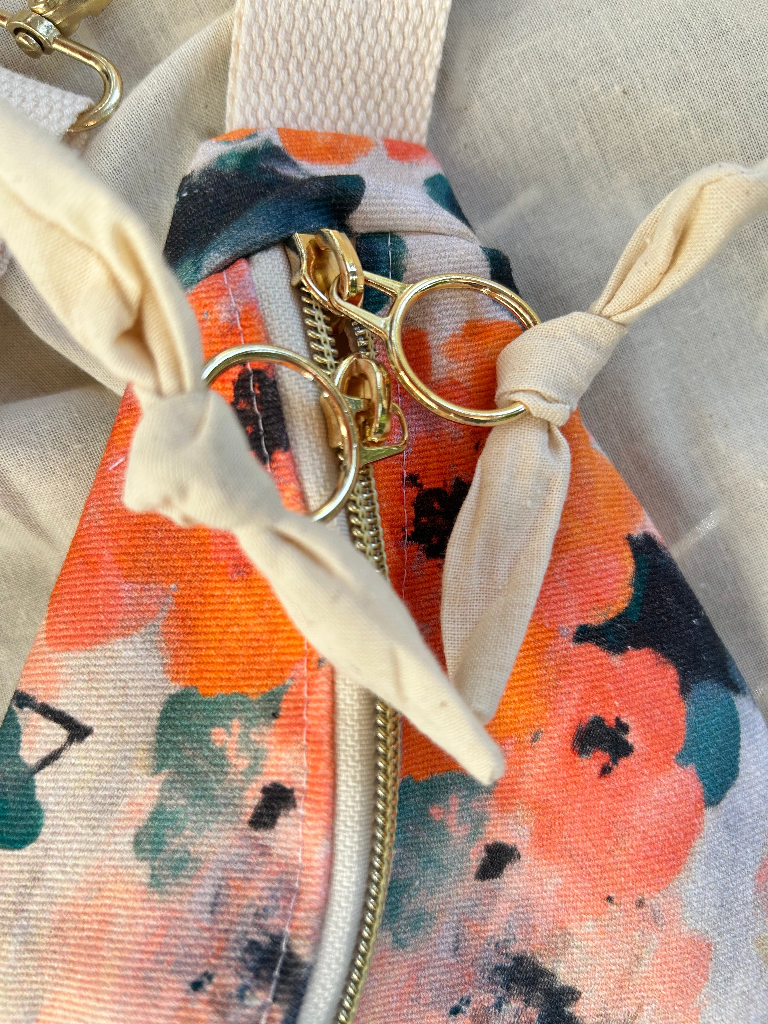 Sac banane femme Eté | Toile de coton fleurie orange & doublure beige (Copie)Sac Femme Zage Colorful Life