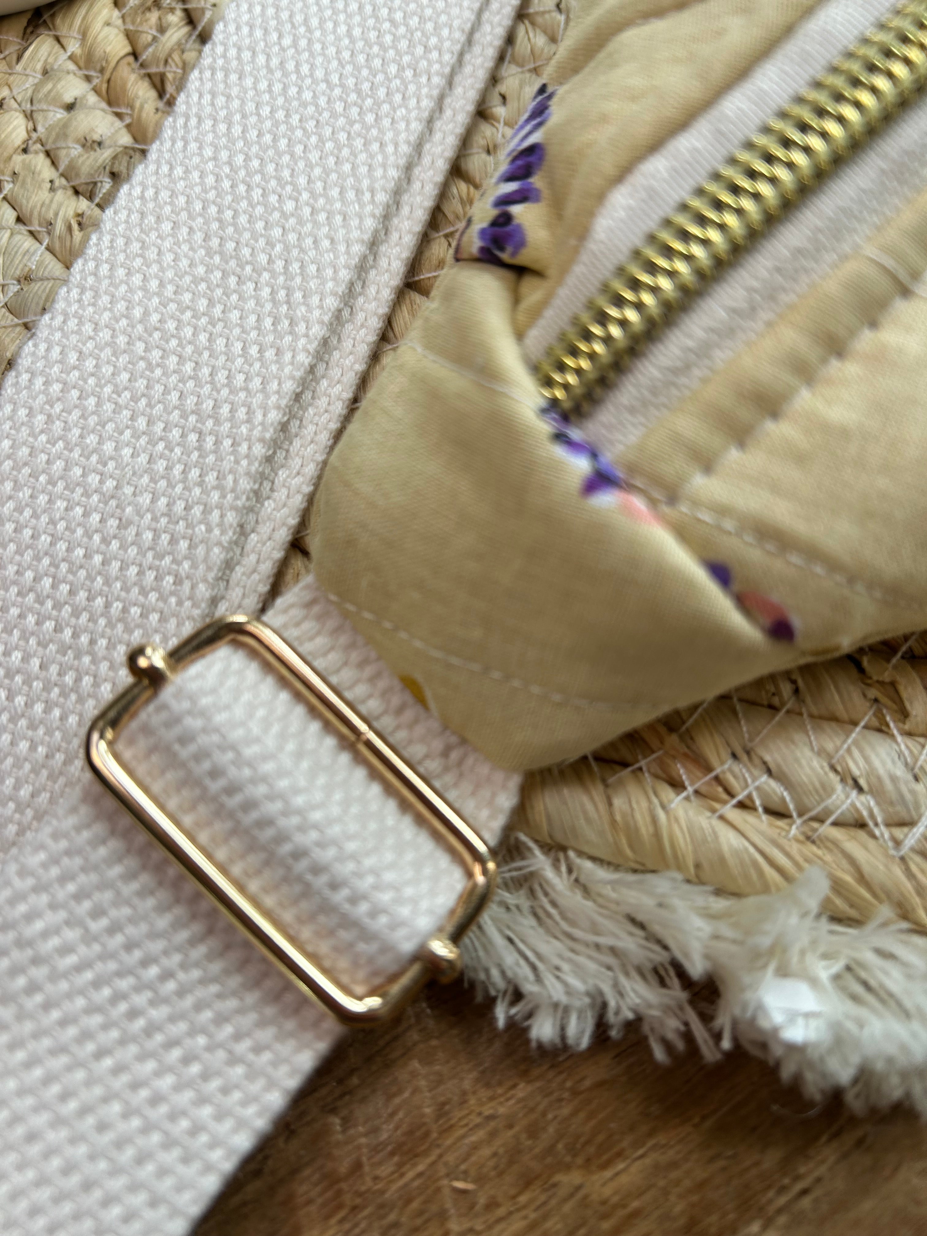 Sac banane femme Matelassé | Tissu matelassé beige fleuri & doublure beigeSac Femme Zage Colorful Life