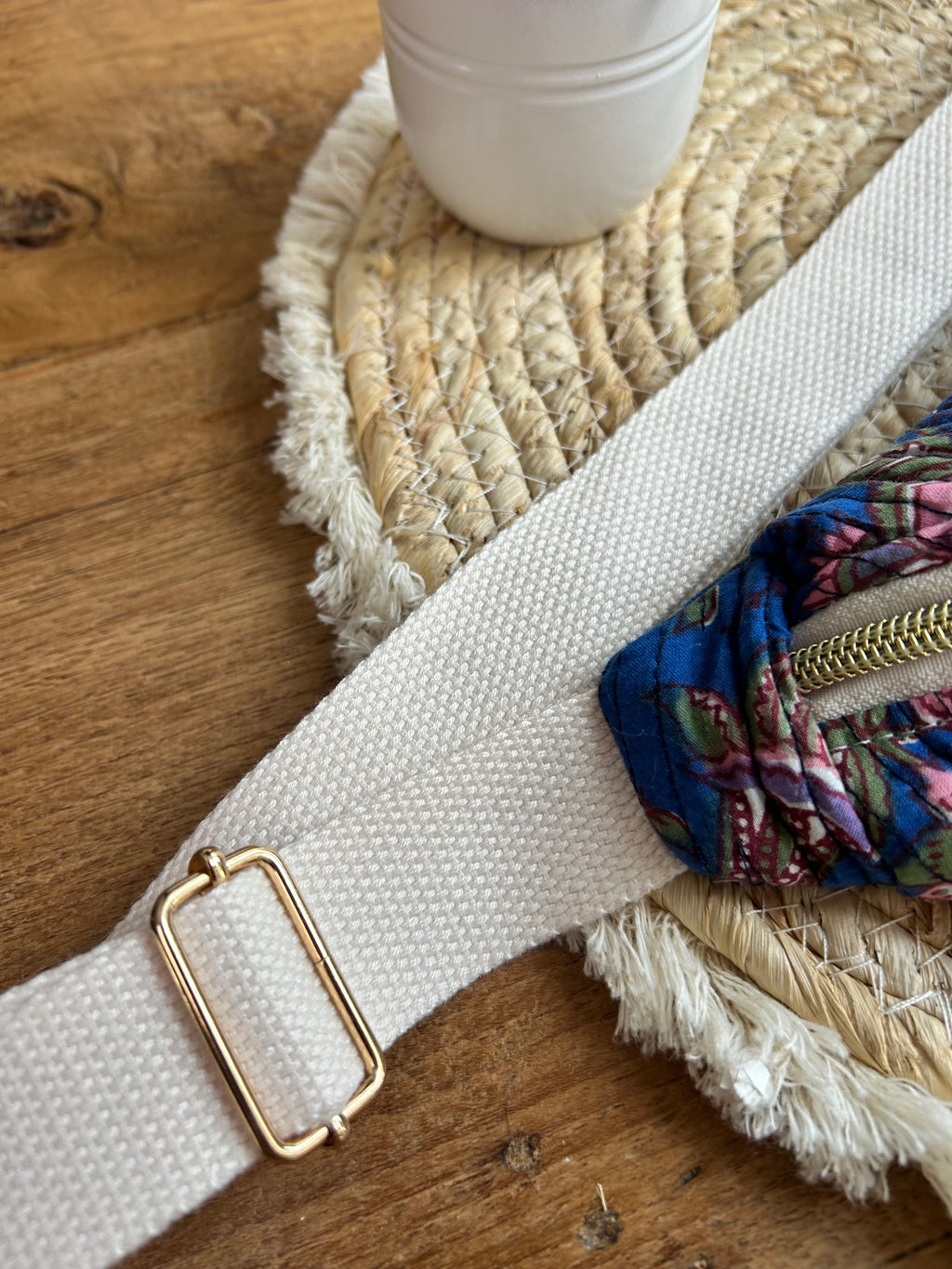 Sac banane femme Matelassé | Tissu matelassé bleu fleuri & doublure roseSac Femme Zage Colorful Life