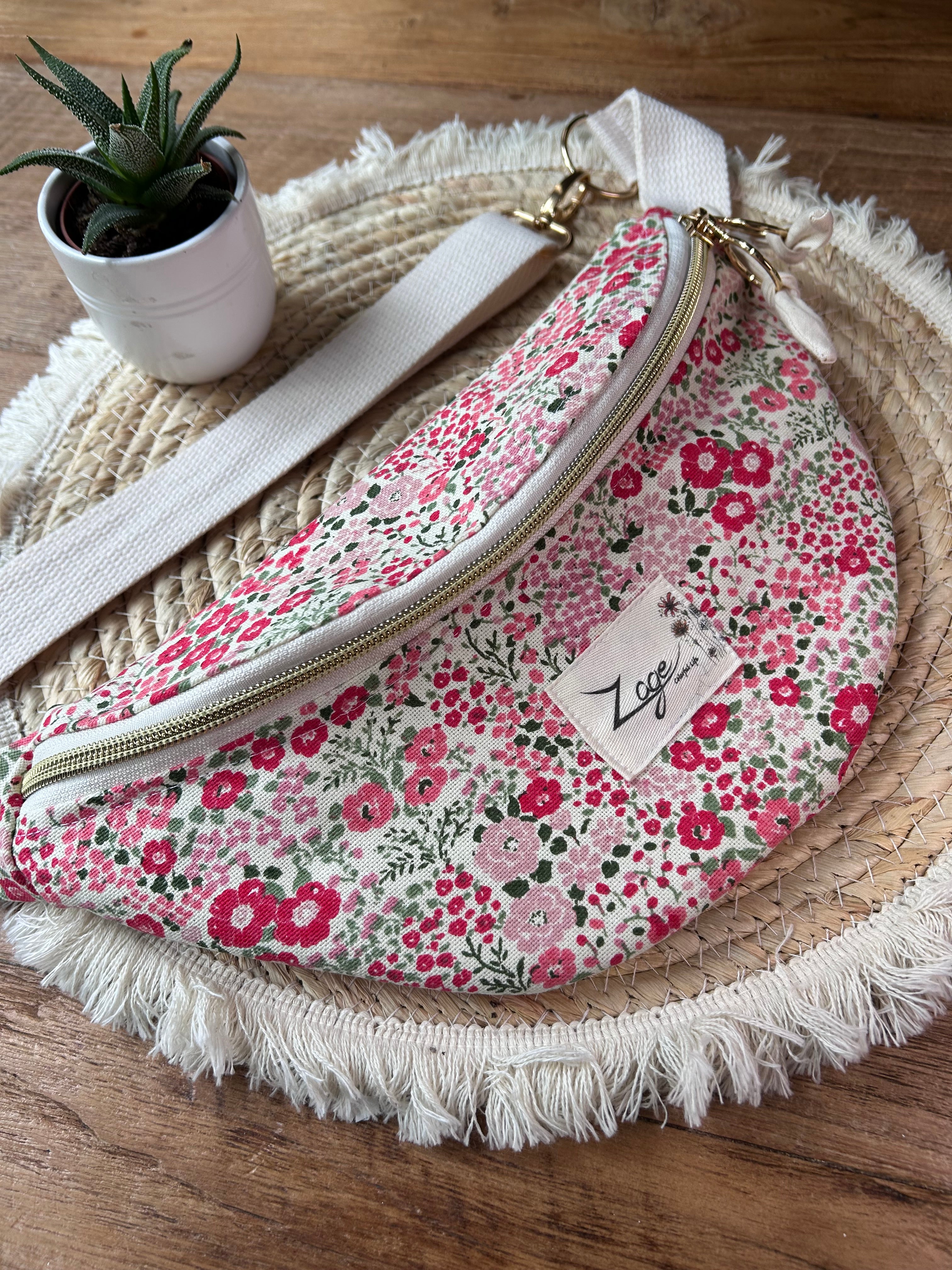Sac banane femme | Toile fleurie  & doublure beigeSac Femme Zage Colorful Life