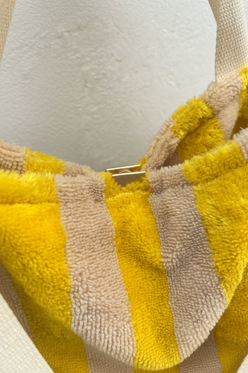 Sac Cabas de plage, Maxi cabas | Éponge rayée jaune et beige & Doublure jauneSac Femme Zage Colorful Life
