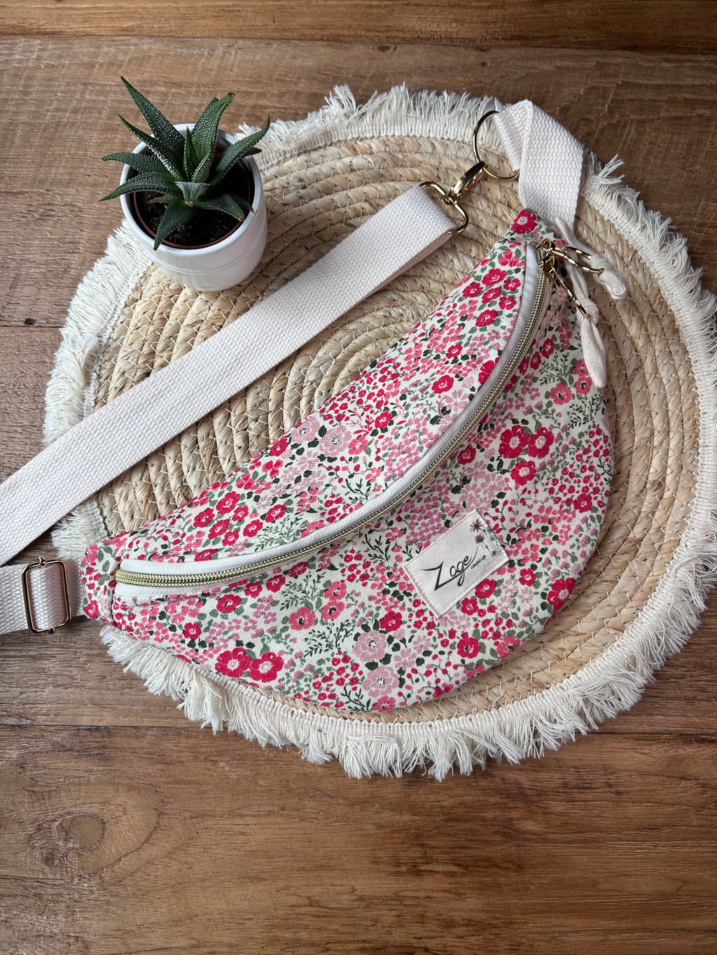 Sac banane femme | Toile fleurie  & doublure beigeSac Femme Zage Colorful Life