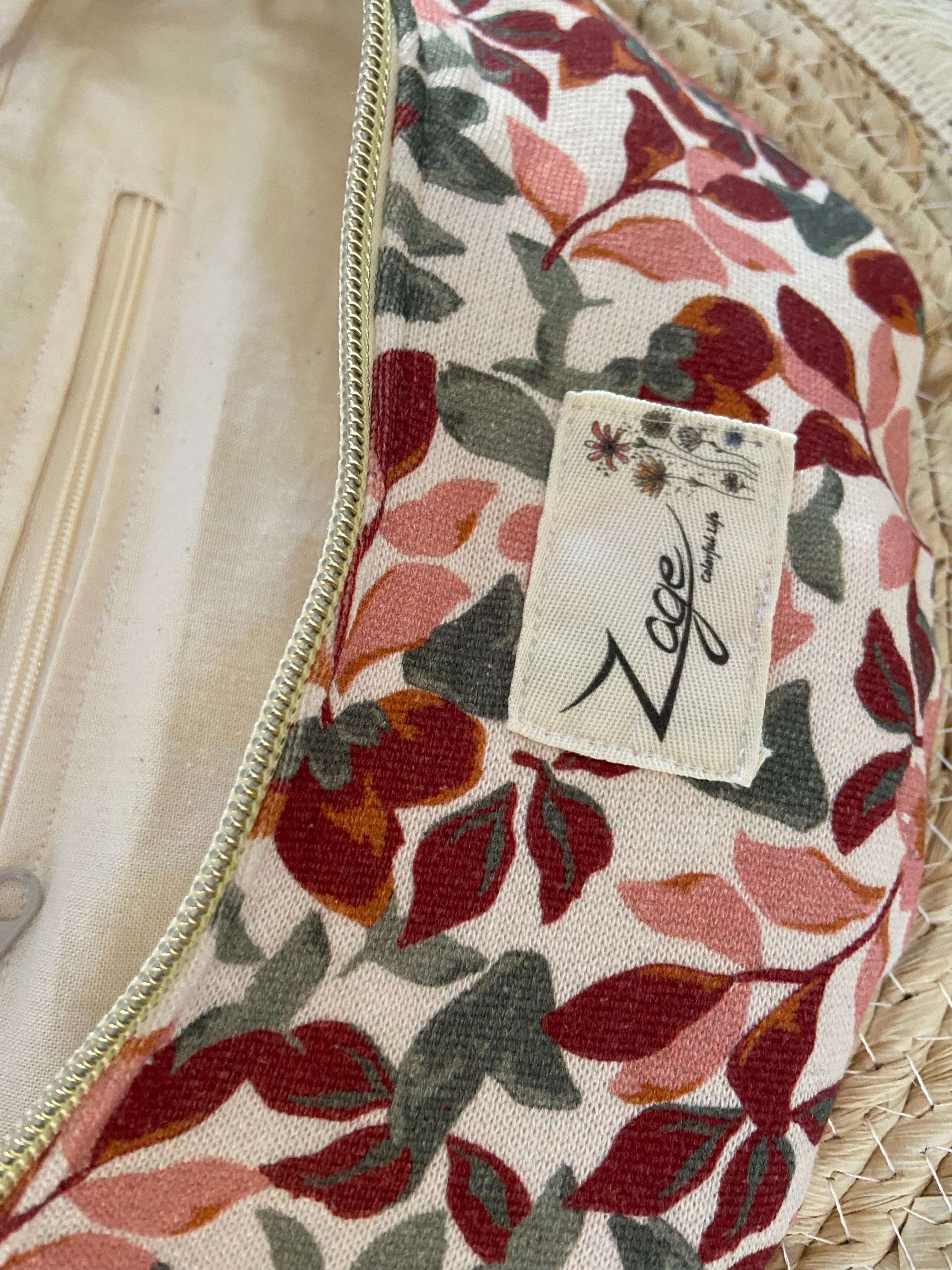 Sac Banane Femme | Gabardine Fleurs roses & doublure beigeSac Femme Zage Colorful Life