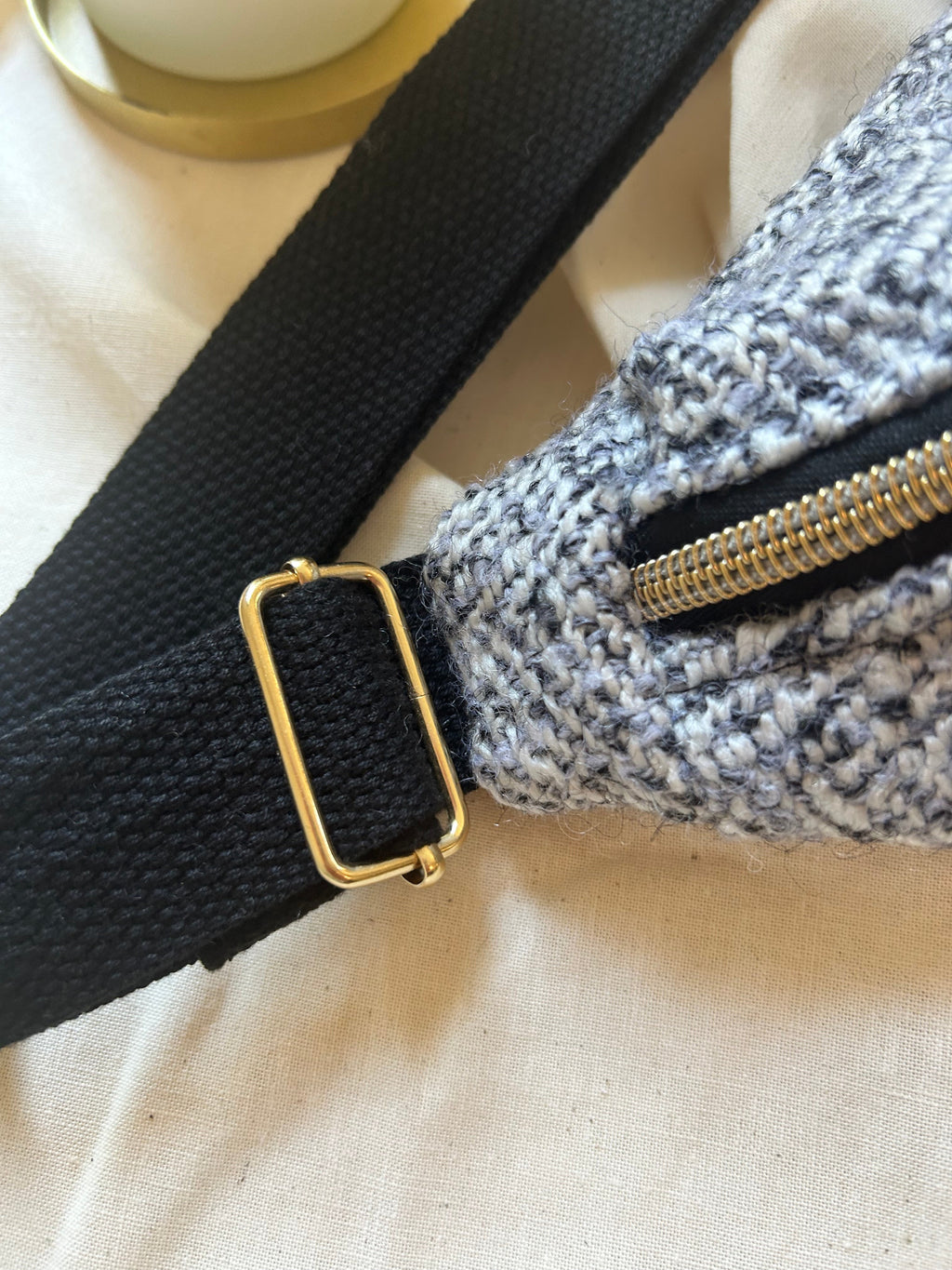 Sac banane femme hiver | Laine mélangée gris noir blanc & doublure noireSac Femme Zage Colorful Life