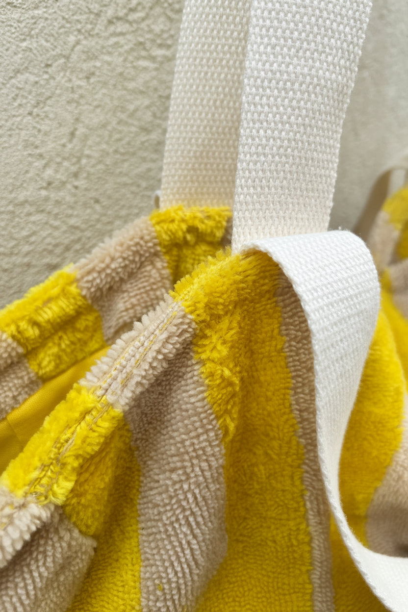 Sac Cabas de plage, Maxi cabas | Éponge rayée jaune et beige & Doublure jauneSac Femme Zage Colorful Life