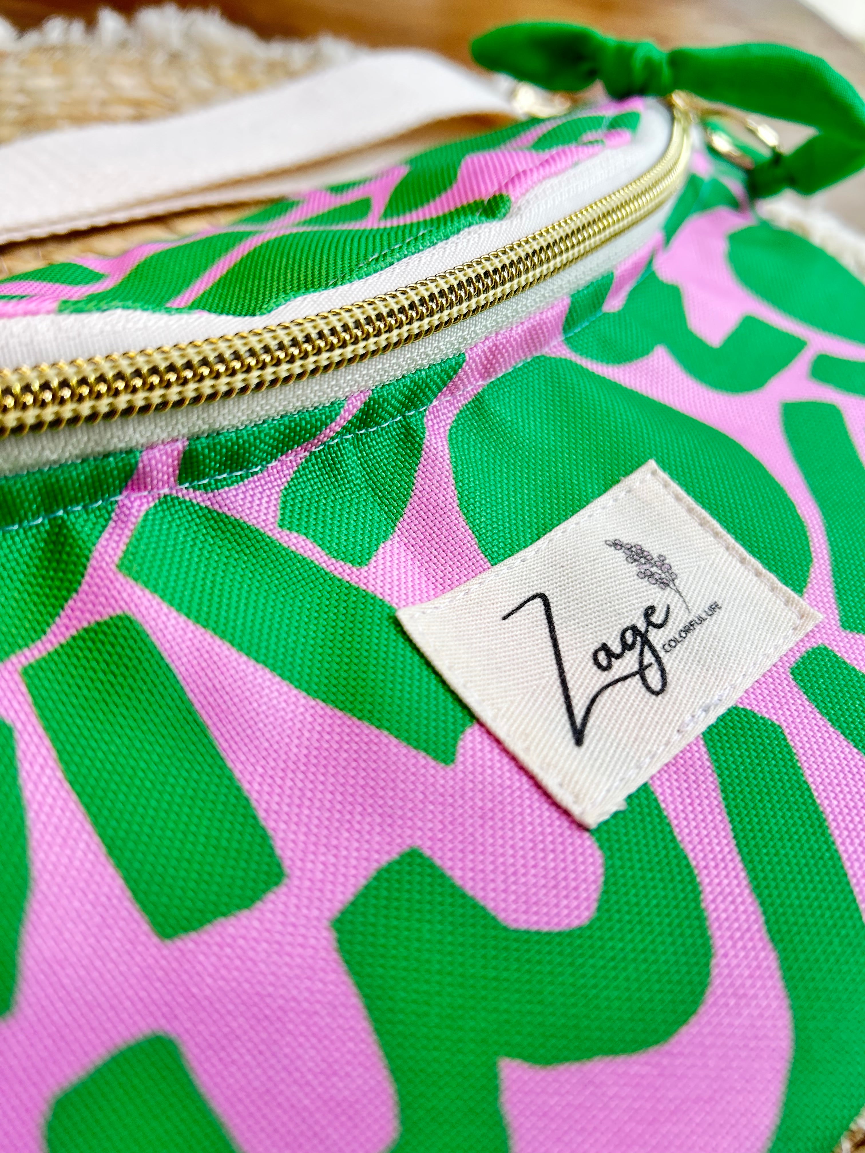 Sac banane Imperméable femme | Graphique vert & roseSac Femme Zage Colorful Life