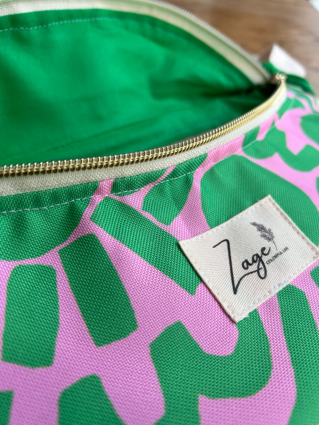 Sac banane Imperméable femme | Graphique vert & roseSac Femme Zage Colorful Life