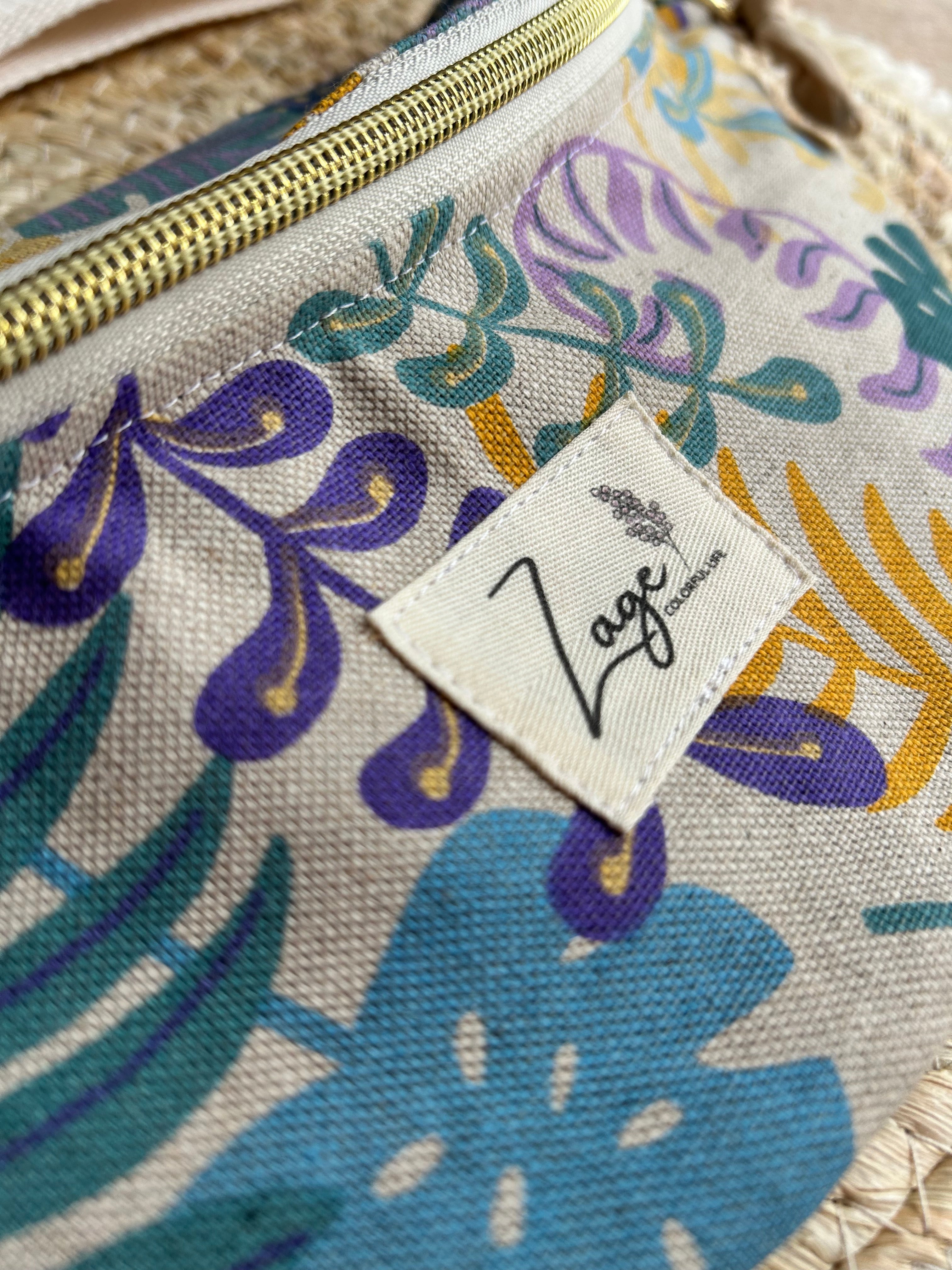 Sac banane femme Eté | Toile de coton feuilles colorées & doublure beigeSac Femme Zage Colorful Life