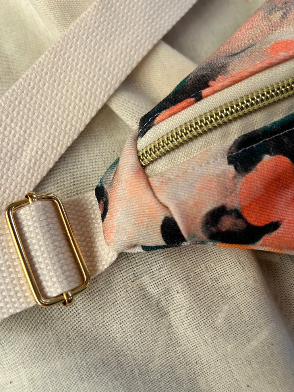 Sac banane femme Eté | Toile de coton fleurie orange & doublure beige (Copie)Sac Femme Zage Colorful Life