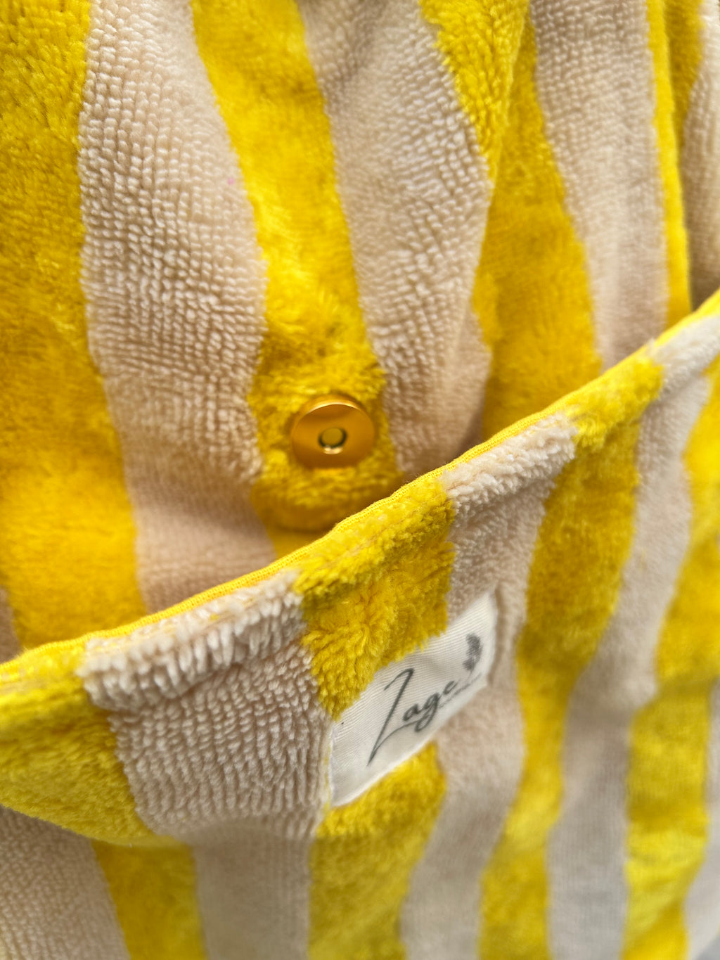 Sac Cabas de plage, Maxi cabas | Éponge rayée jaune et beige & Doublure jauneSac Femme Zage Colorful Life