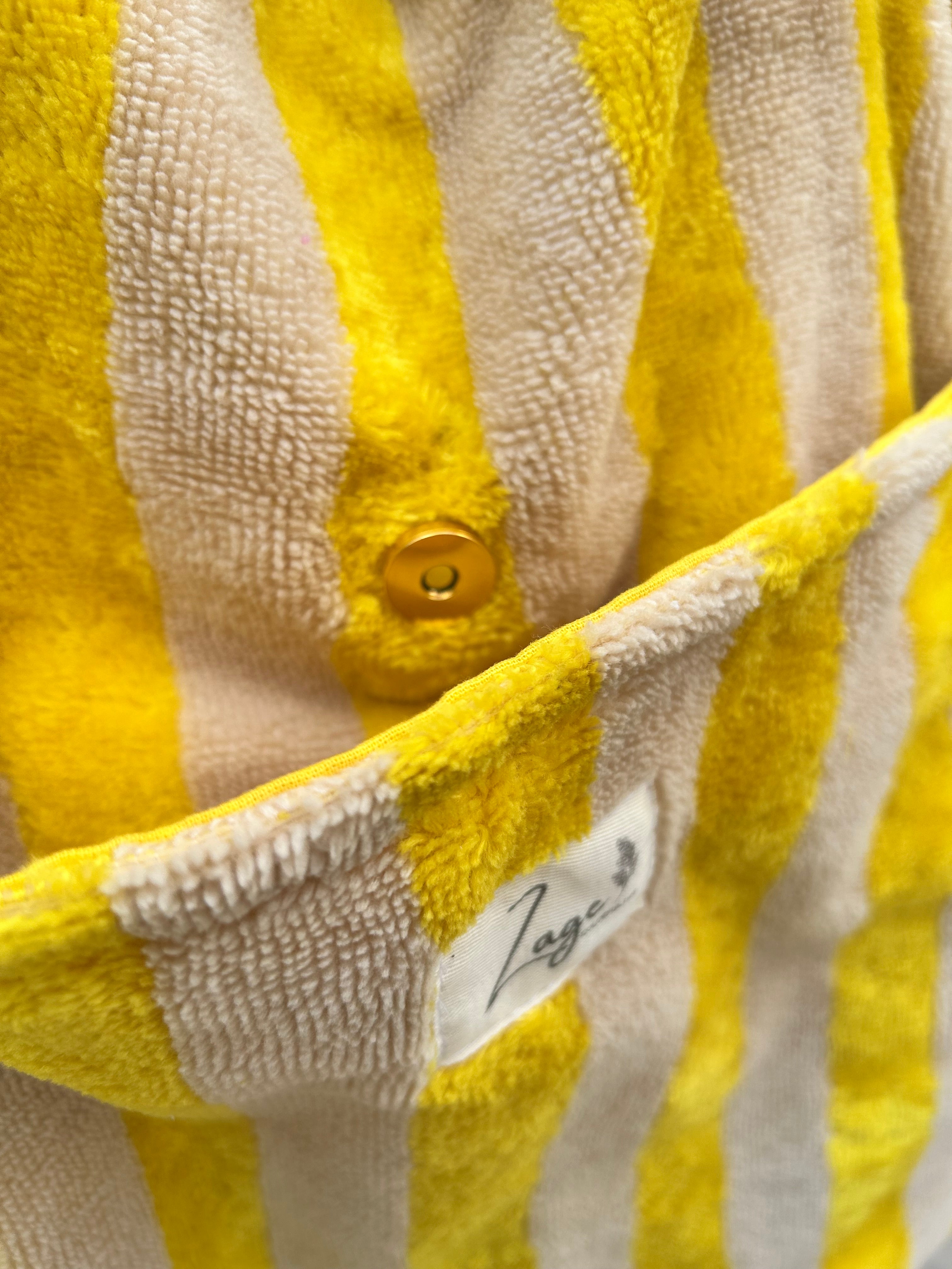 Sac Cabas de plage, Maxi cabas | Éponge rayée jaune et beige & Doublure jauneSac Femme Zage Colorful Life