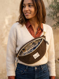 Sac banane femme hiver | Velours côtelé marron bronze & doublure tissu indienSac Femme Zage Colorful Life