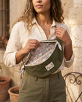 Sac banane femme hiver | Velours côtelé vert kaki & doublure liberty roseSac Femme Zage Colorful Life