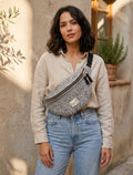 Sac banane femme hiver | Laine mélangée gris noir blanc & doublure noireSac Femme Zage Colorful Life